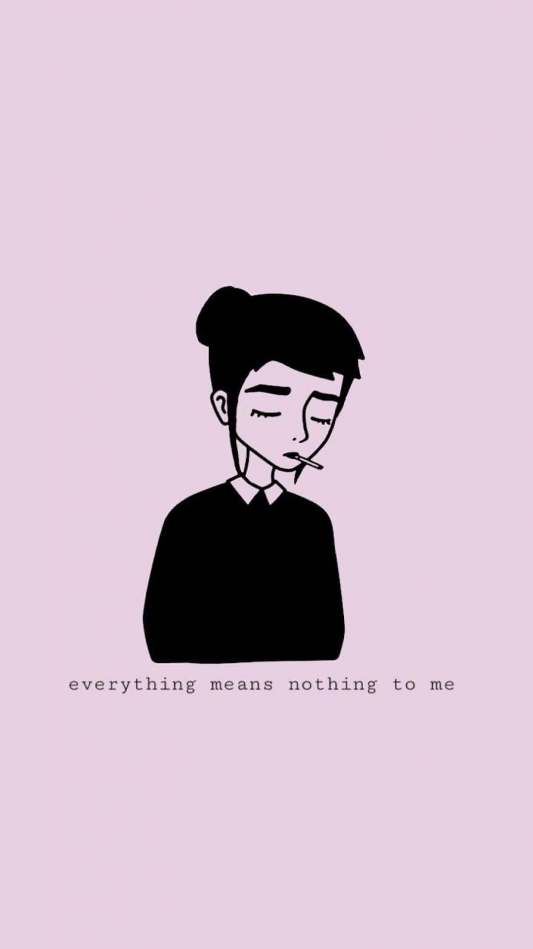 Broken Heart Aesthetics, black line-art illustration, person with eyes closed, Full HD Phone Wallpaper