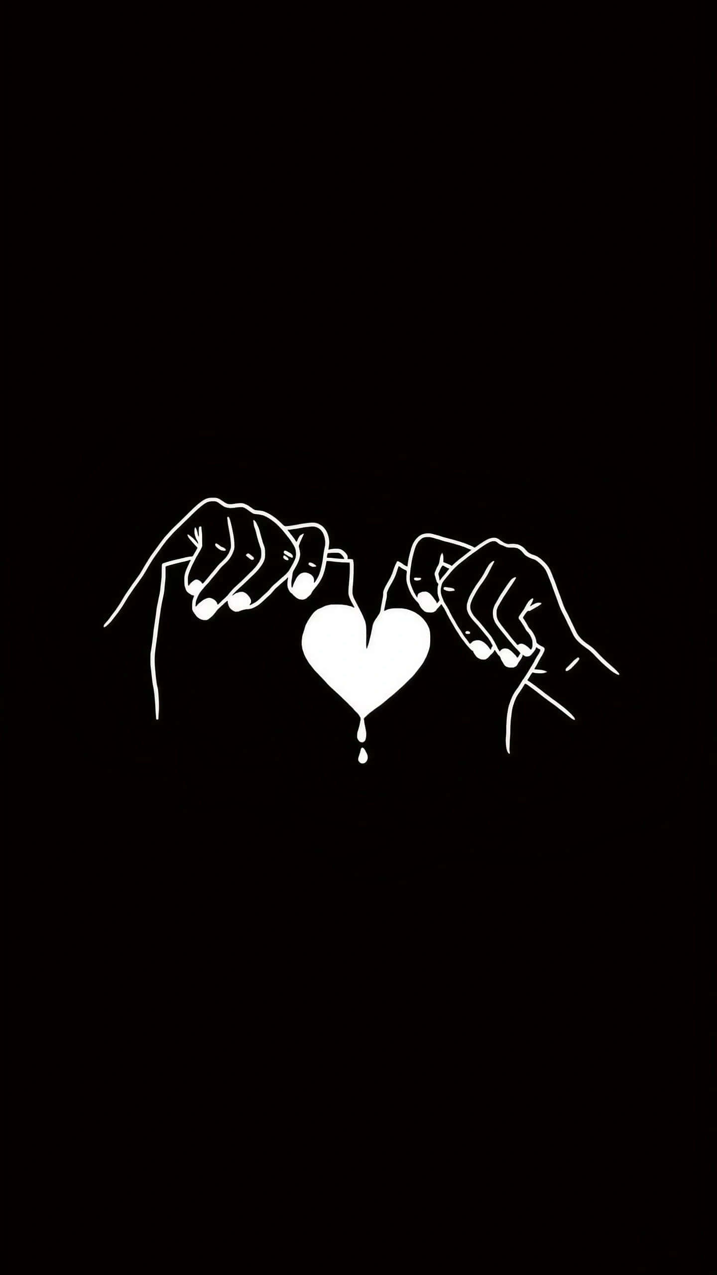 Broken Heart, black background, two hands, 2K Phone Wallpaper