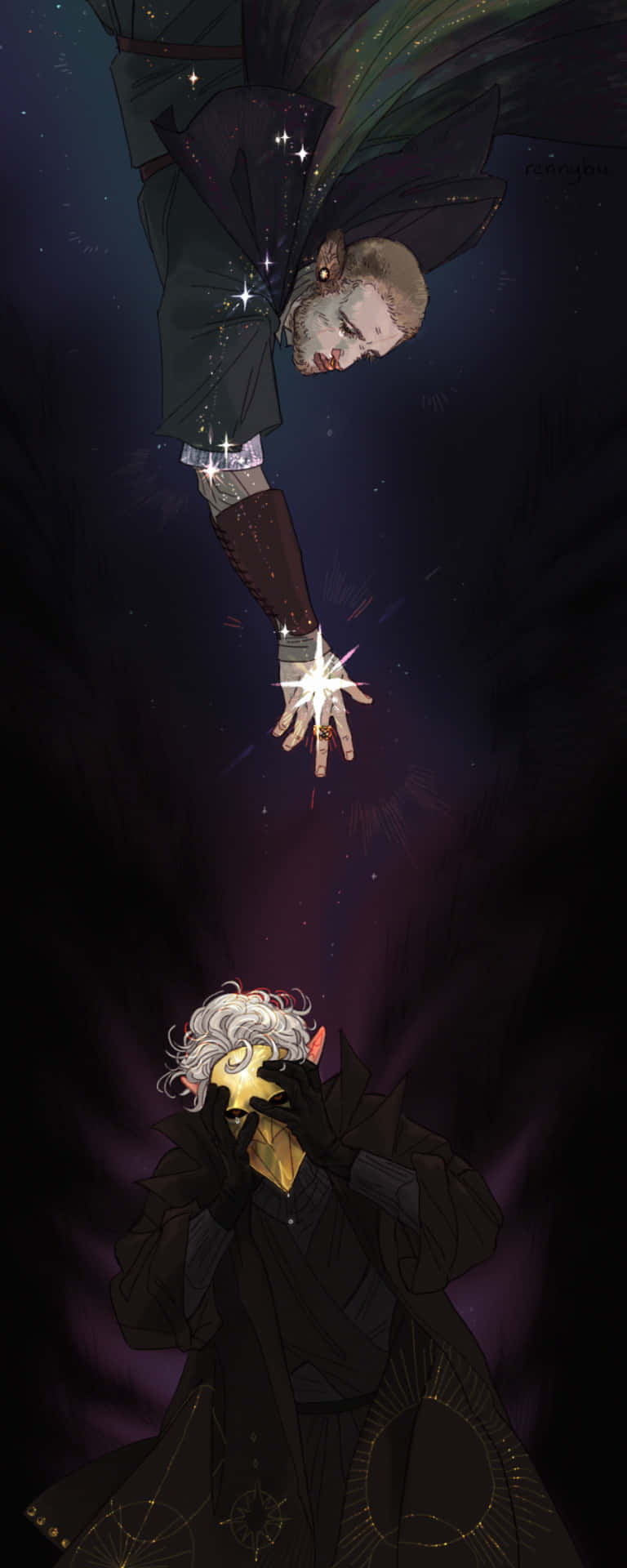 broken heart anime, starry void, celestial figure, Full HD Phone Wallpaper