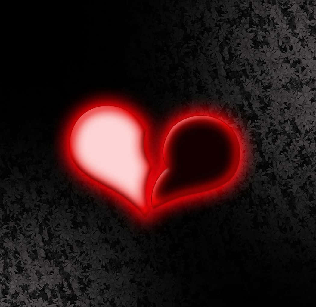 broken heart anime, glowing red broken heart, dark textured background, SD Desktop Wallpaper