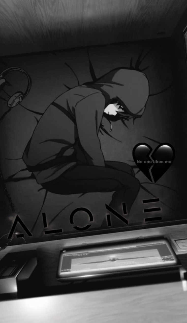 Broken Heart Anime, grayscale anime character, hoodie, SD Phone Wallpaper