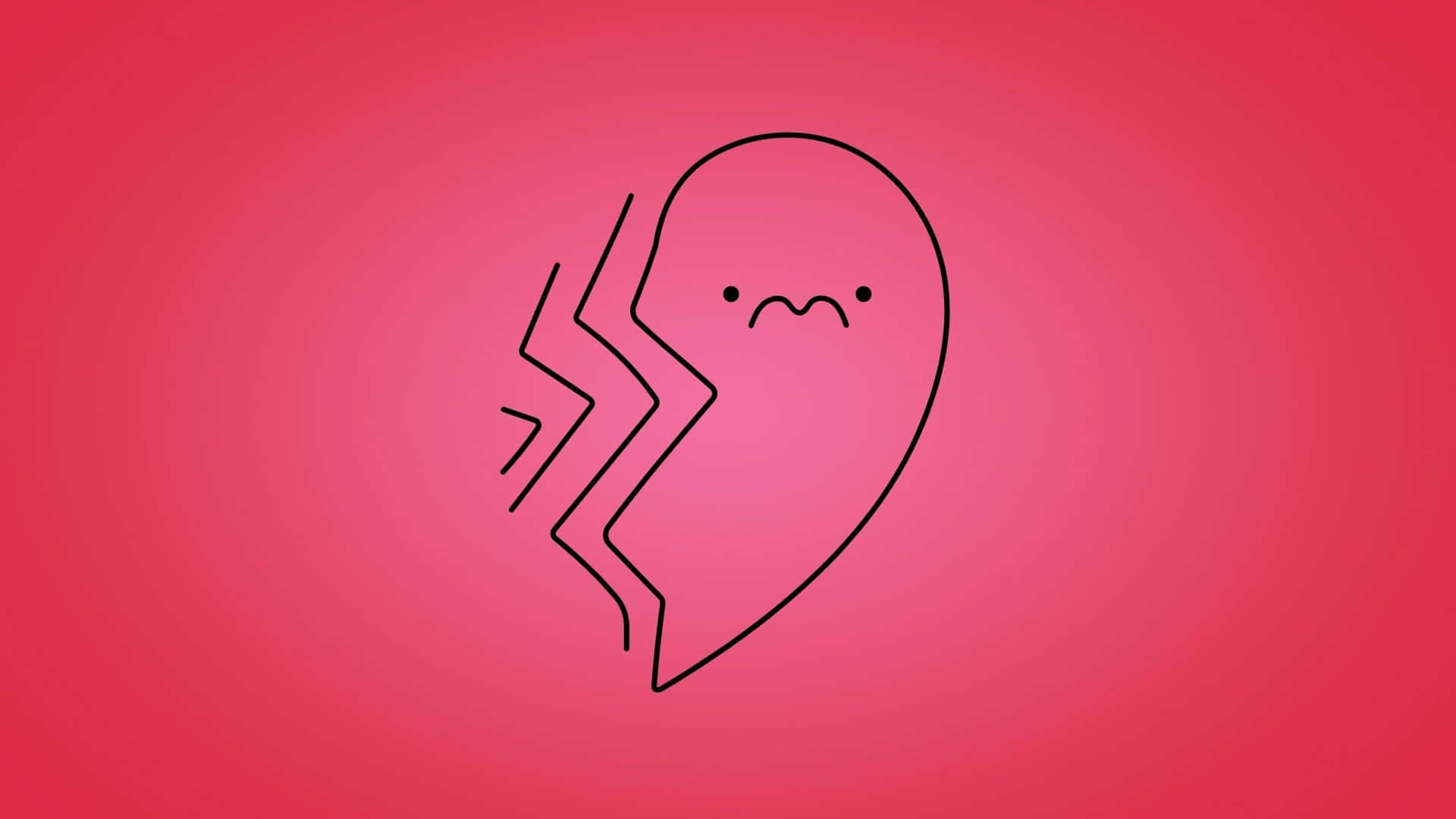 Broken Heart Illustration, black line drawing, cracked heart, Full HD Desktop Wallpaper