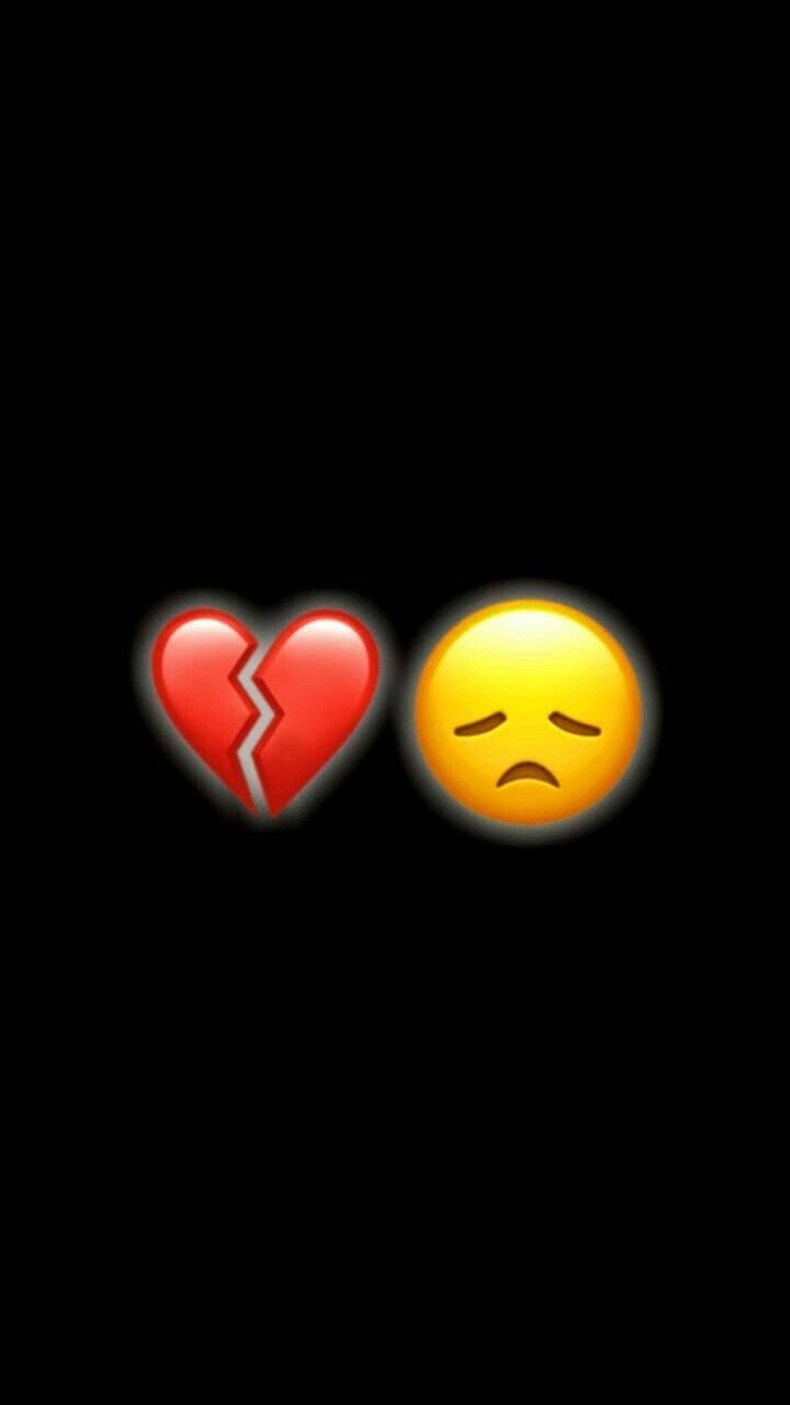 broken heart emoji, sad yellow face emoji, glowing red, HD Phone Wallpaper