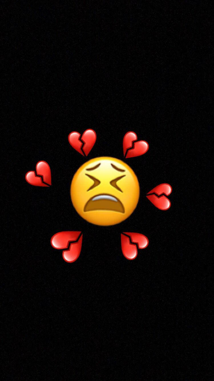 Broken Heart iPhone, yellow crying emoji, broken red hearts, HD Phone Wallpaper