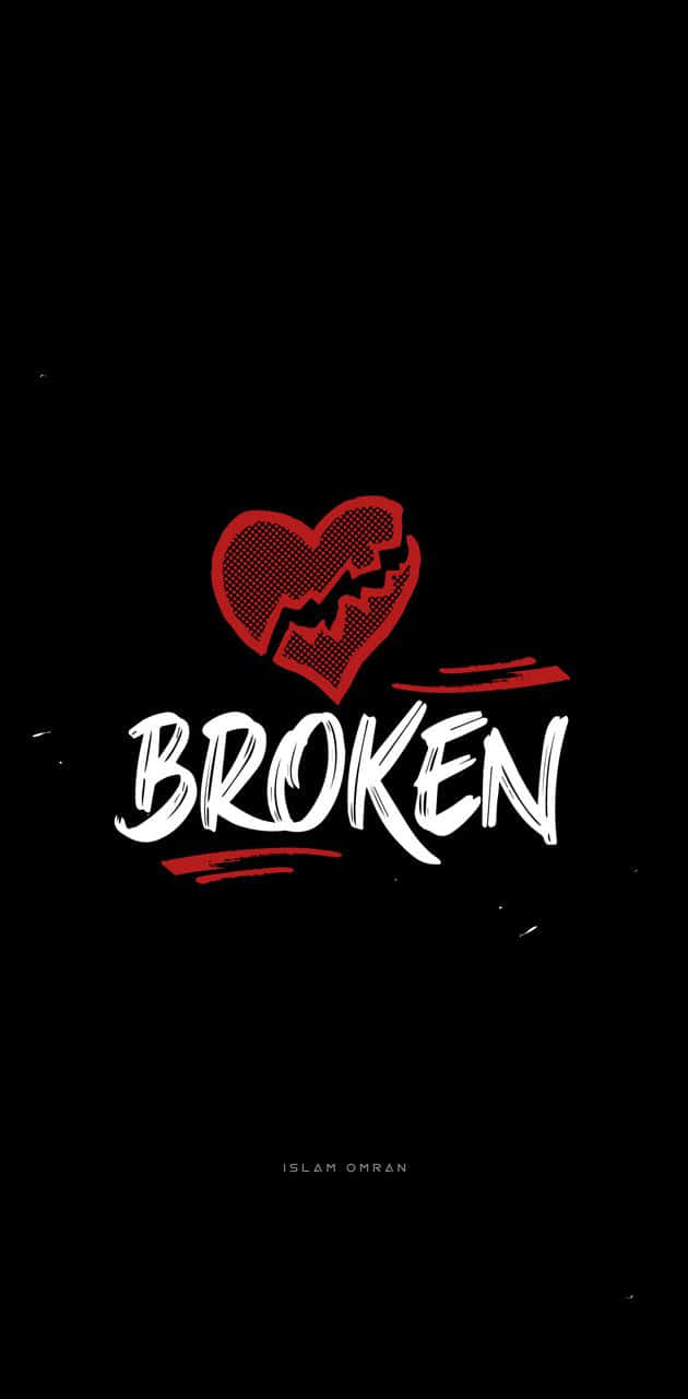 broken red and black heart iphone, shattered red heart, bold white BROKEN text, HD Phone Wallpaper