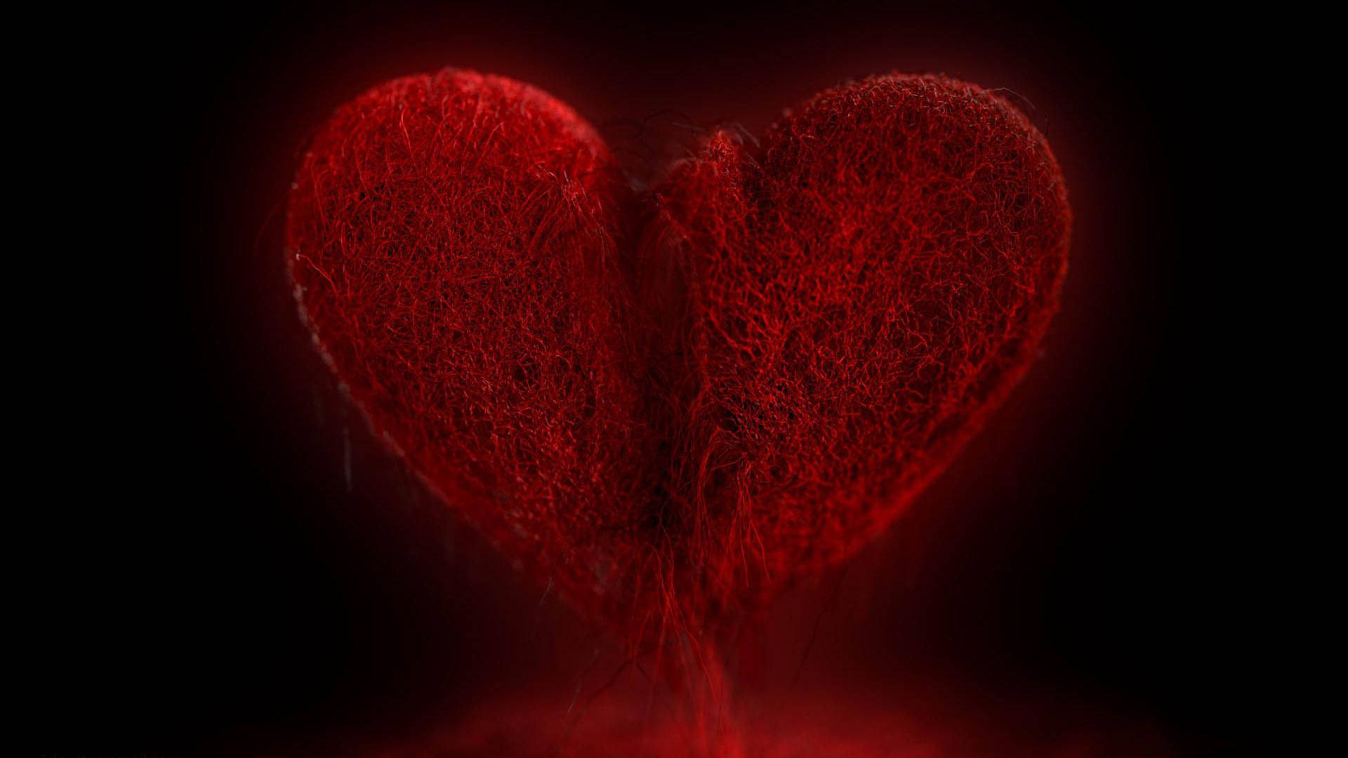 veins of a broken heart, glowing red, textured heart, Full HD Desktop Wallpaper