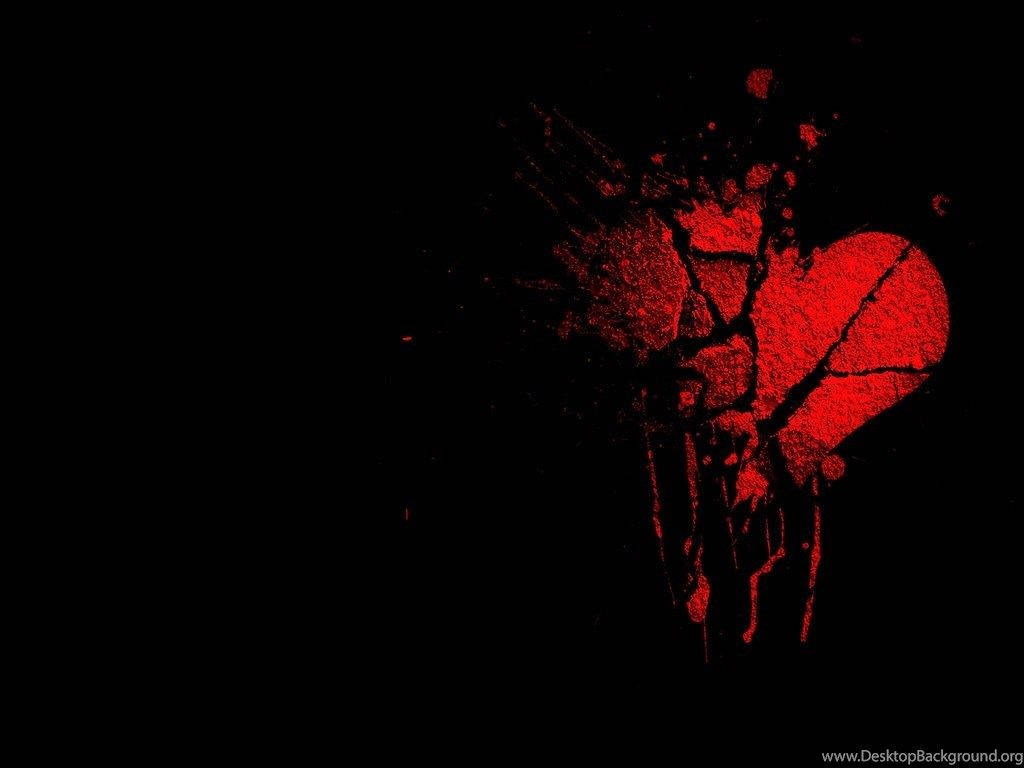 shattered red heart, black background, SD Desktop Wallpaper