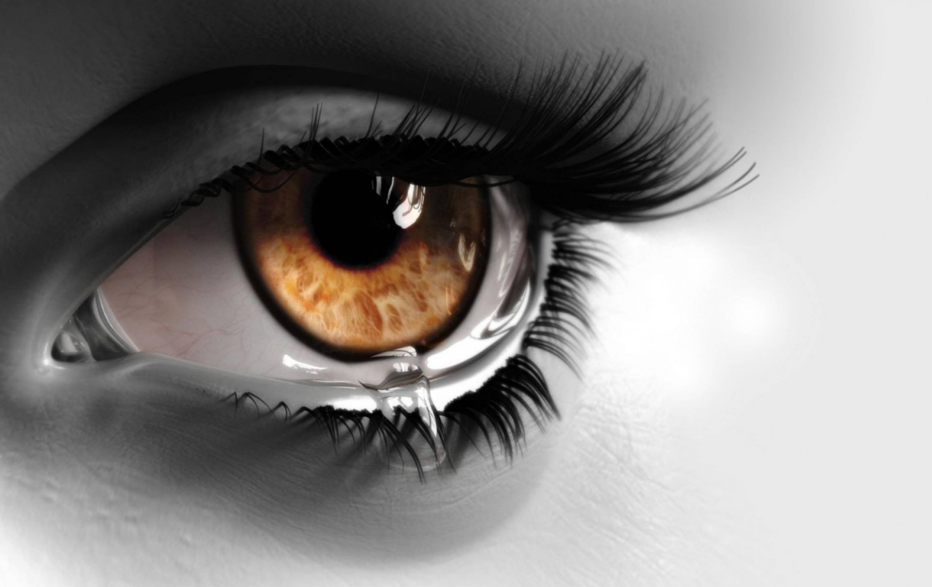 brown eyes, heart broken, 4K, 4K Desktop Wallpaper