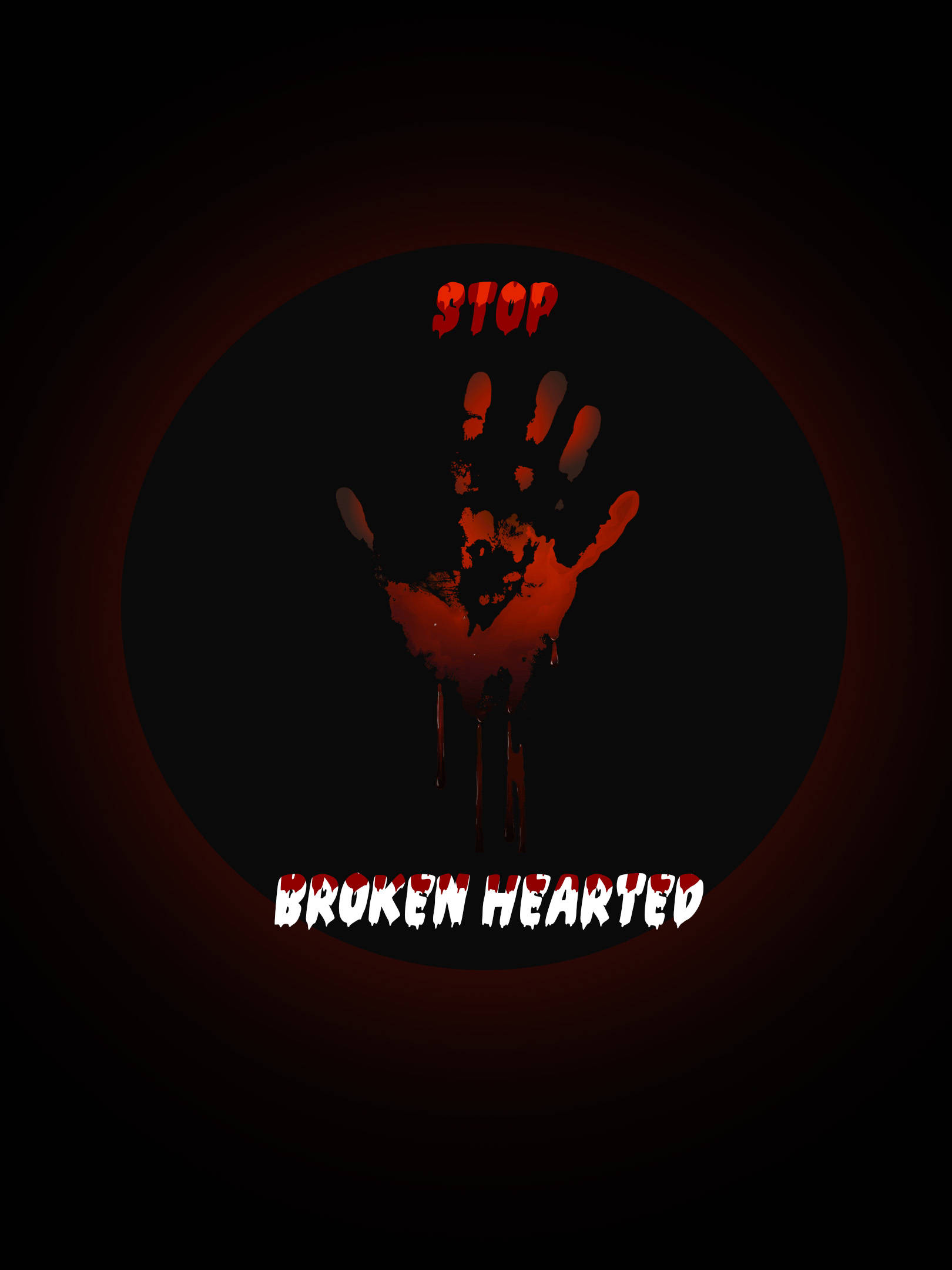 Broken Heart, bloody handprint, dripping blood, Full HD Phone Wallpaper