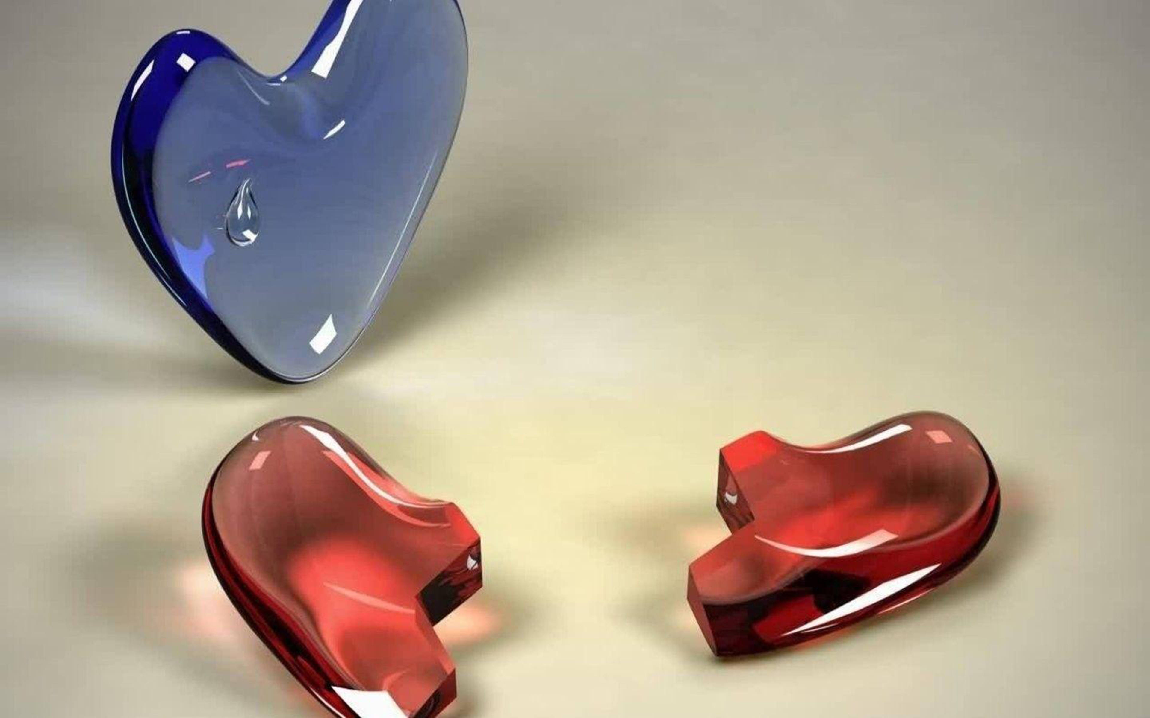 blue, red, broken heart, 4K Desktop Wallpaper