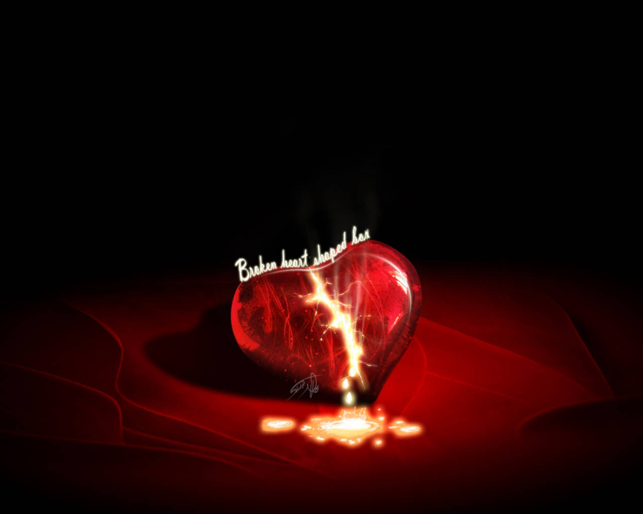 Broken Heart, lava, glowing red, HD Desktop Wallpaper