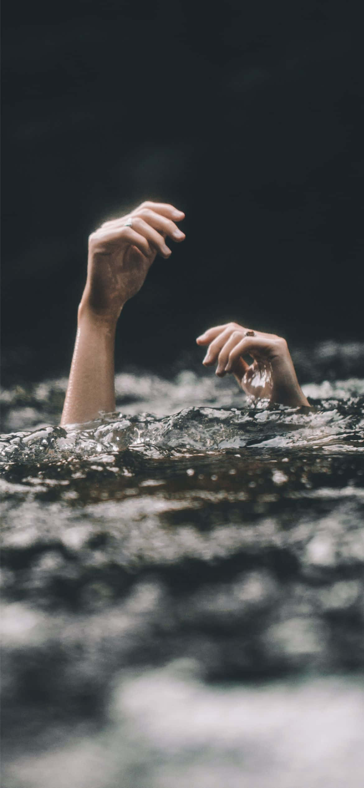 sad aesthetic phone, dark water, hands, Full HD Phone Wallpaper
