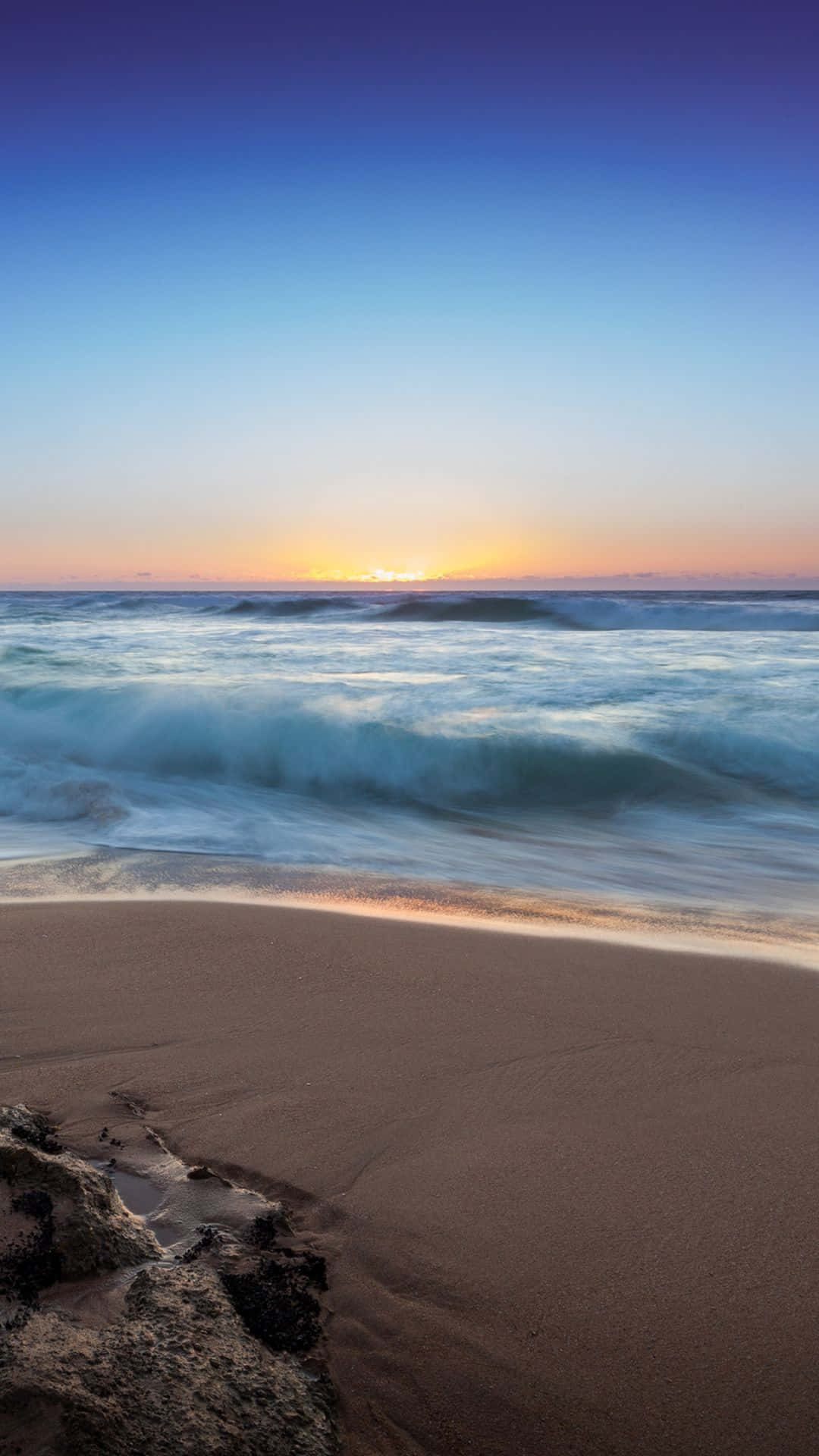 Beach Phone, Sunset, waves, Full HD Phone Wallpaper