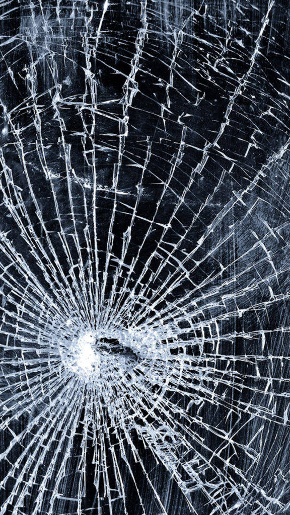 Broken Phone, shattered glass, central impact point, SD Phone Wallpaper