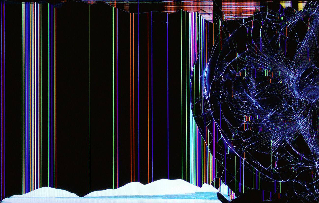 colorful broken screen, vibrant vertical scan lines, shattered glass effect, HD Desktop Wallpaper