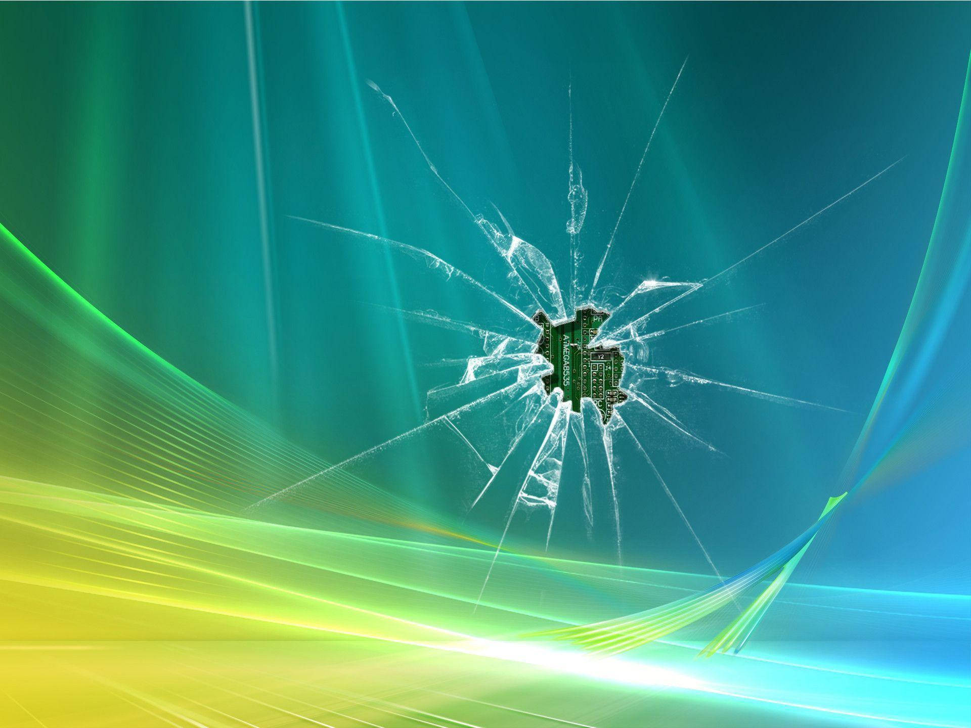 cracked computer screen, tiny motherboard, teal green, Full HD Desktop Wallpaper