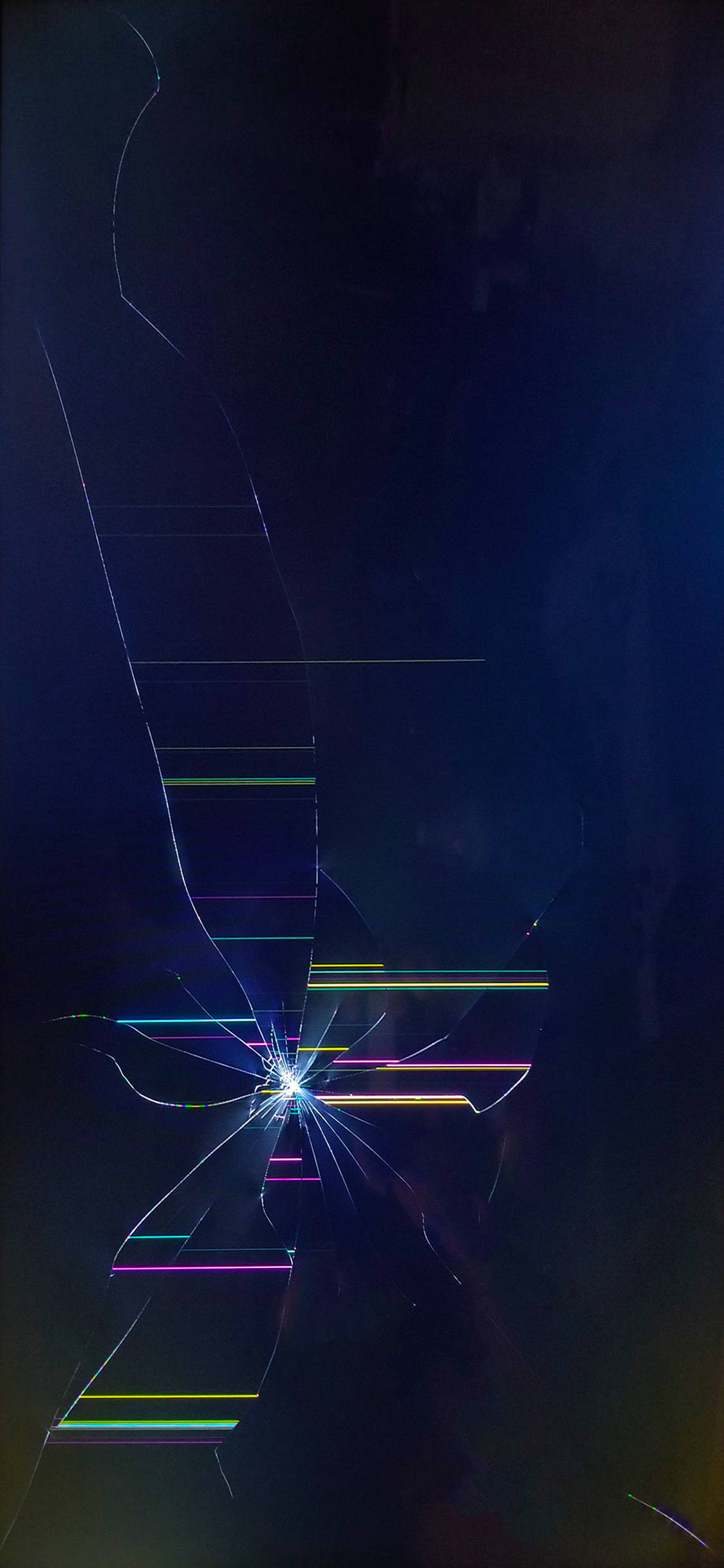 broken screen, neon light, rainbow streaks, Full HD Phone Wallpaper