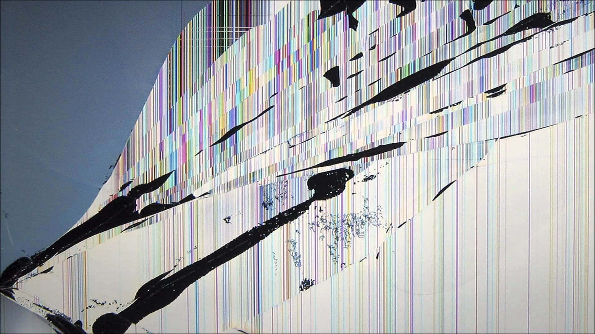 broken tv, vibrant vertical stripes, bold black brushstrokes, Full HD Desktop Wallpaper