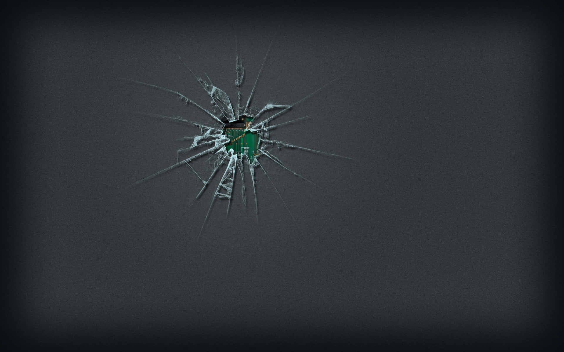 broken tv, green circuit board, shattered glass pane, Full HD Desktop Wallpaper