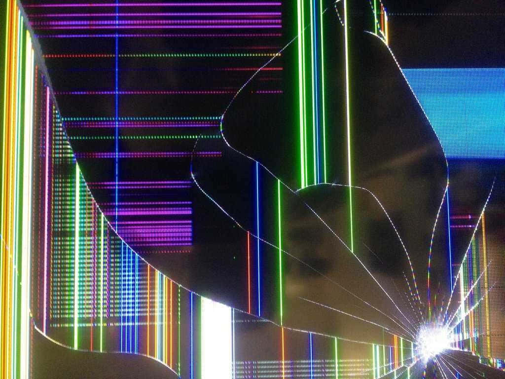 Broken Tv, neon lines, glowing pixelated patterns, SD Desktop Wallpaper