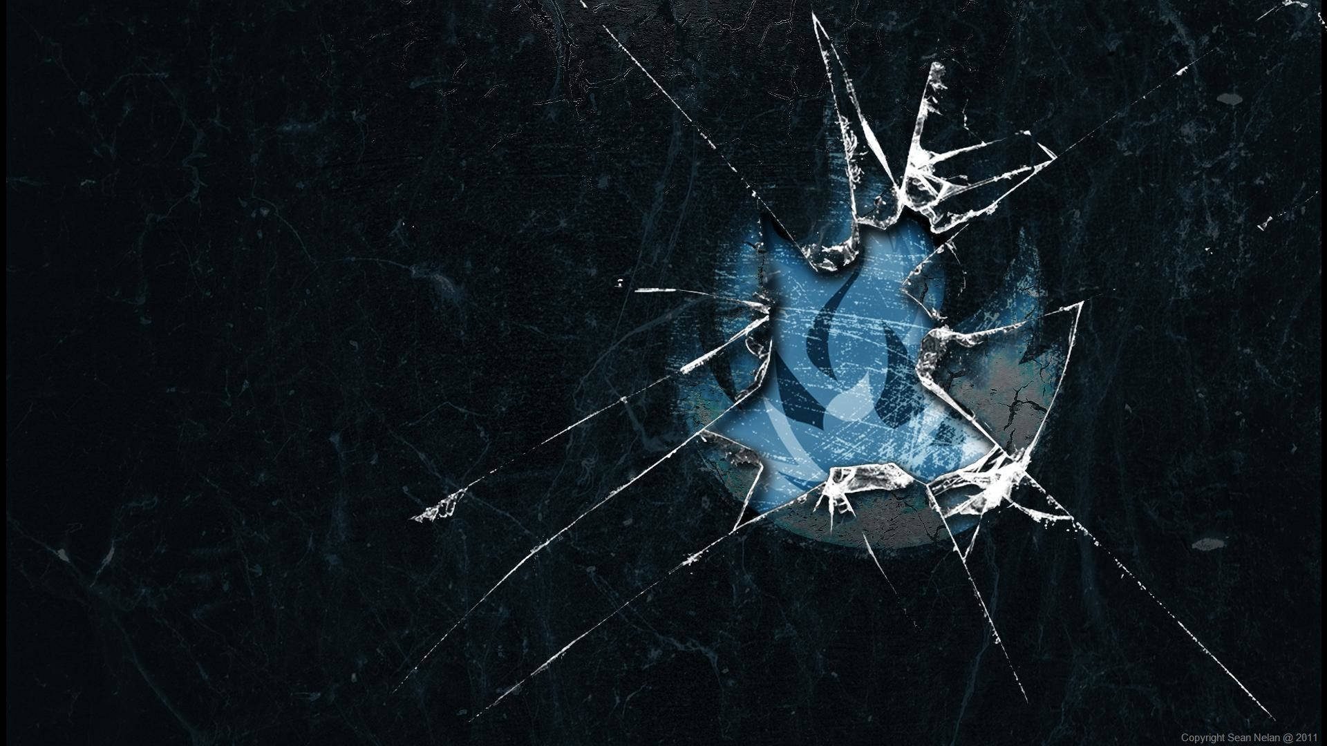 broken glass, blue flames, glowing blue abstract symbol, Full HD Desktop Wallpaper