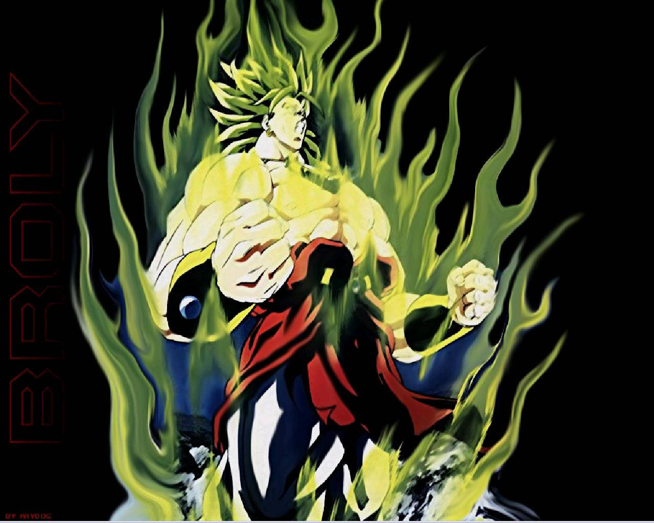 Broly, flaming green, spiky green hair, HD Desktop Wallpaper