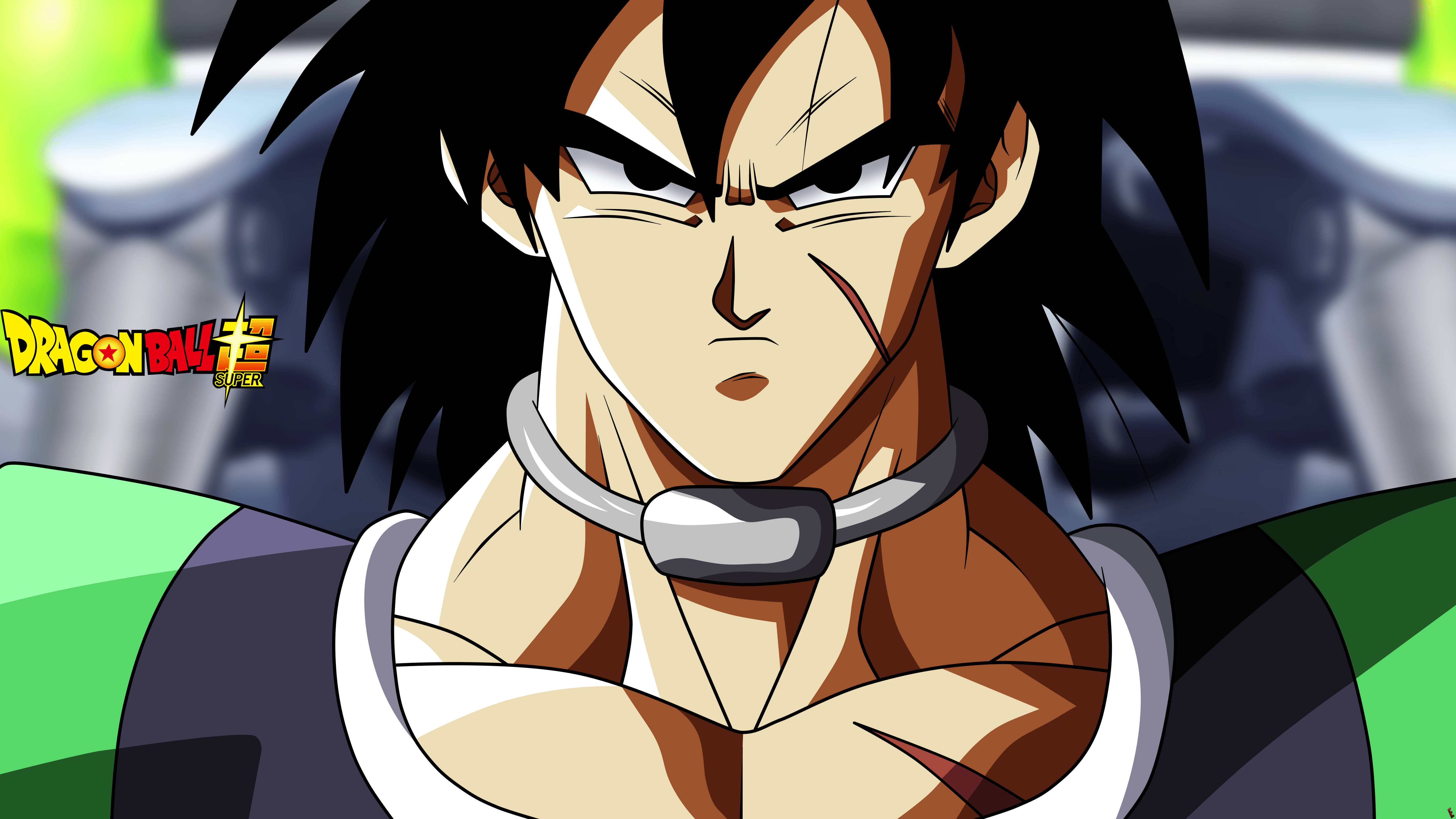 Broly, spiky black hair, metallic collar, 5K Desktop Wallpaper