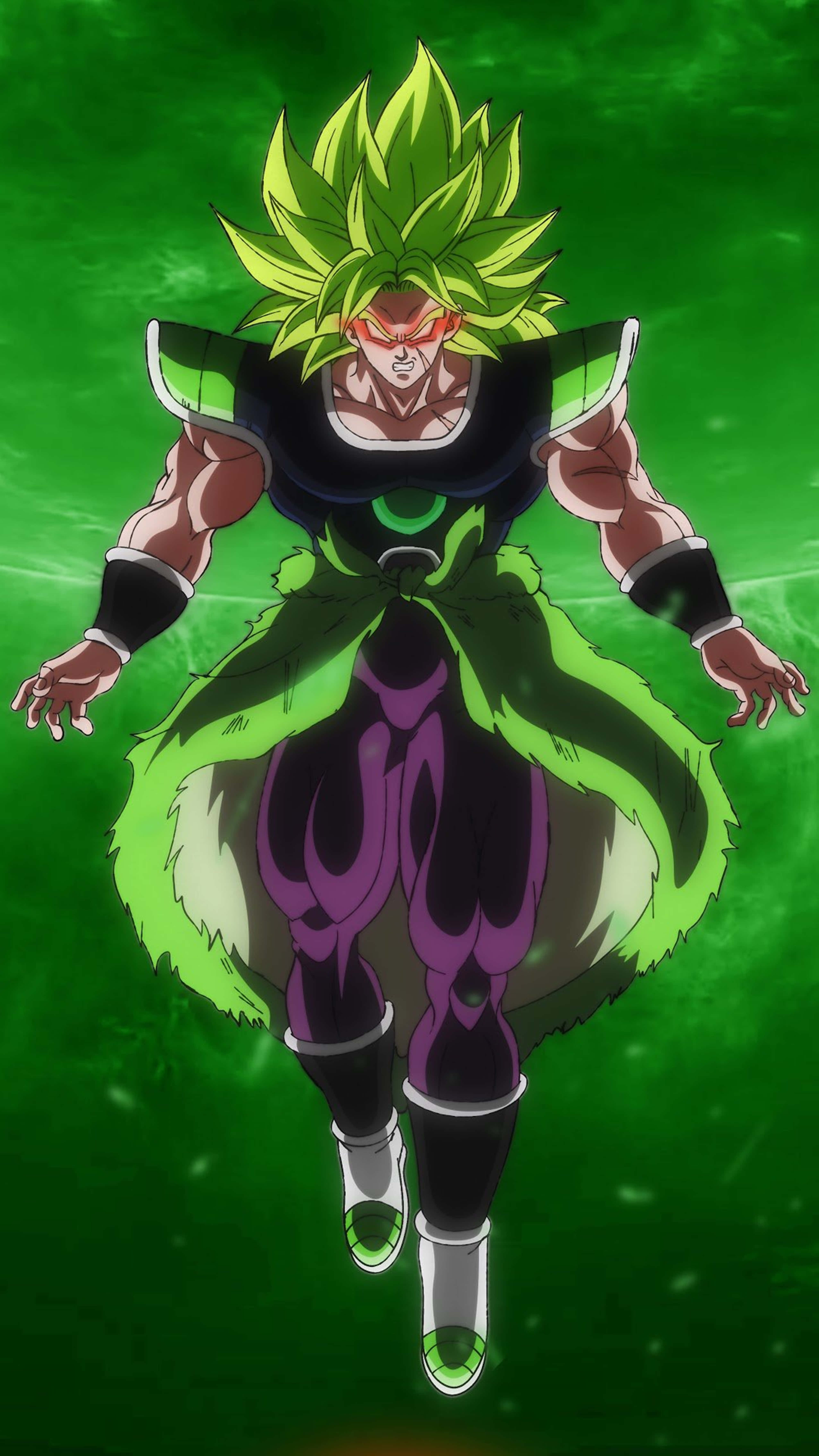 Broly, spiky green hair, purple armor, 5K Phone Wallpaper