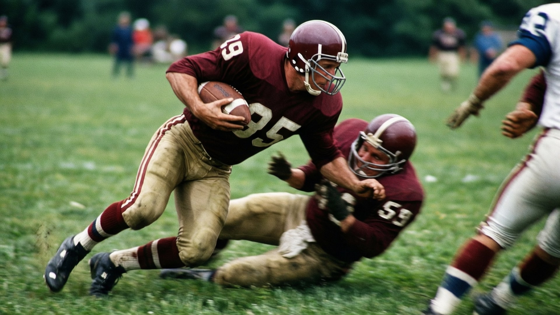 Bronko Nagurski, maroon uniform, grassy field, Full HD Desktop Wallpaper