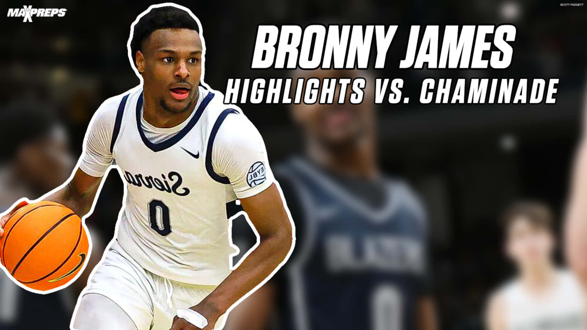 Bronny James, white Sierra jersey, basketball, Full HD Desktop Wallpaper