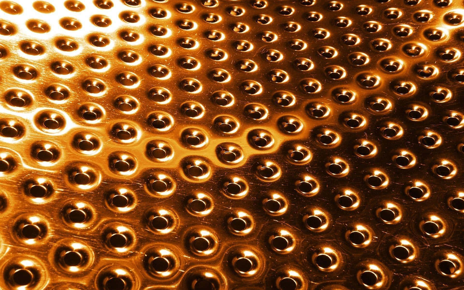 bronze cheese grater, golden perforated metal surface, repeating circular holes, Full HD Desktop Wallpaper