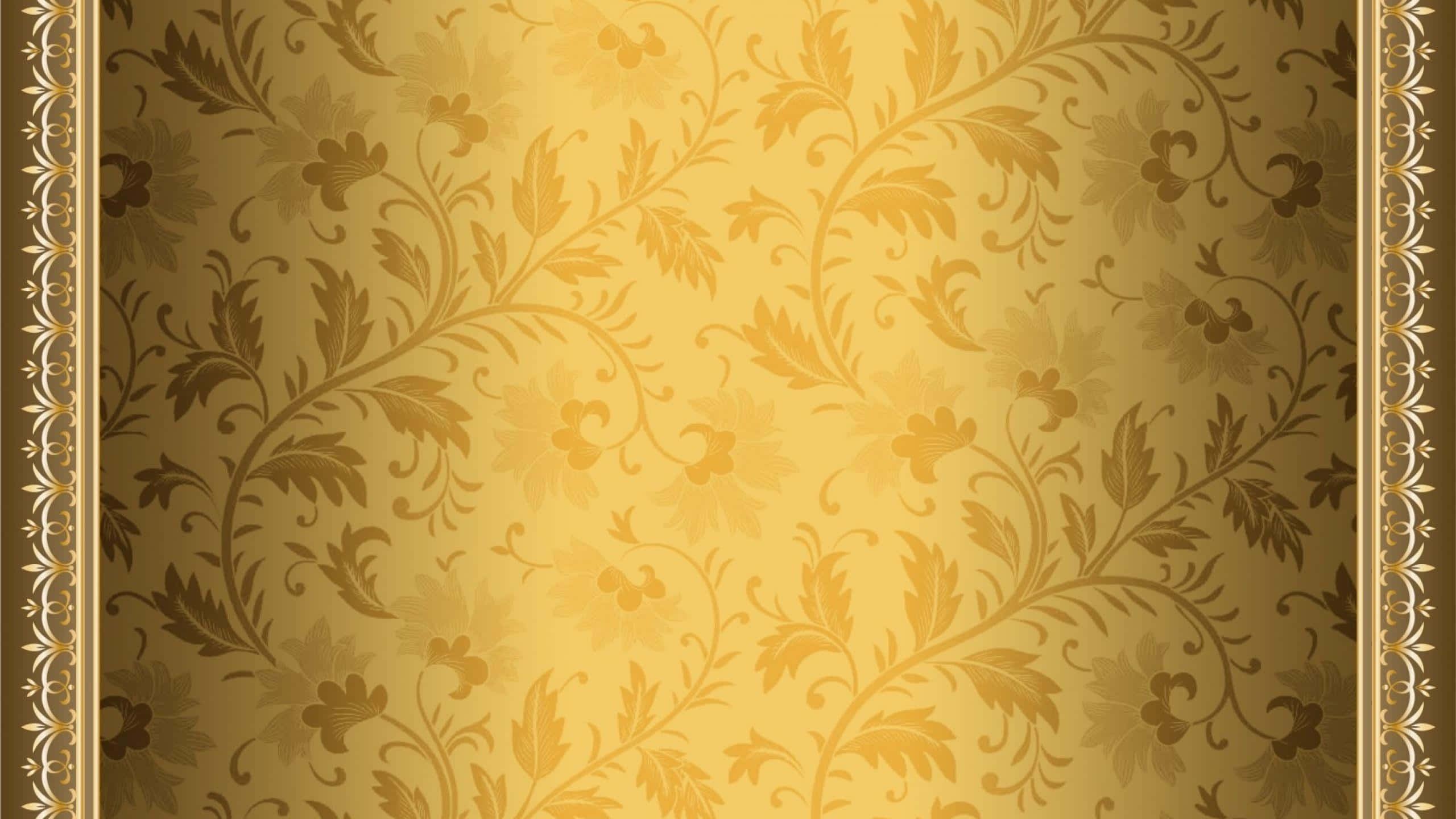 Bronze, golden floral wallpaper, intricate vines, 2K Desktop Wallpaper