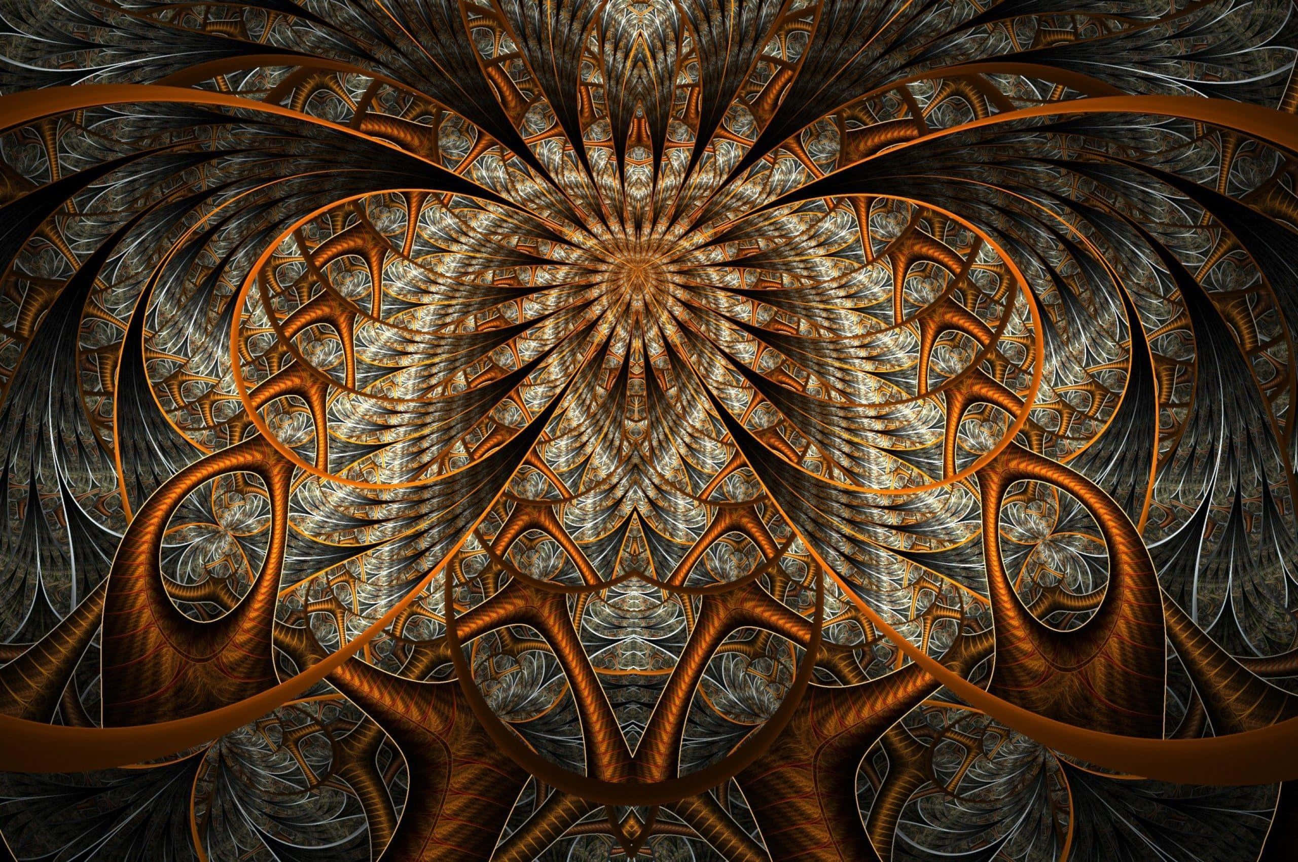 fractal design, black background, bronze, 2K Desktop Wallpaper