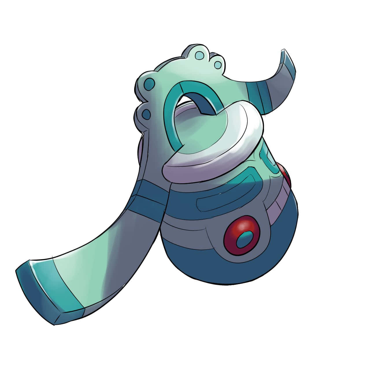 Bronzong, teal and blue armor, red circular button, HD Desktop Wallpaper