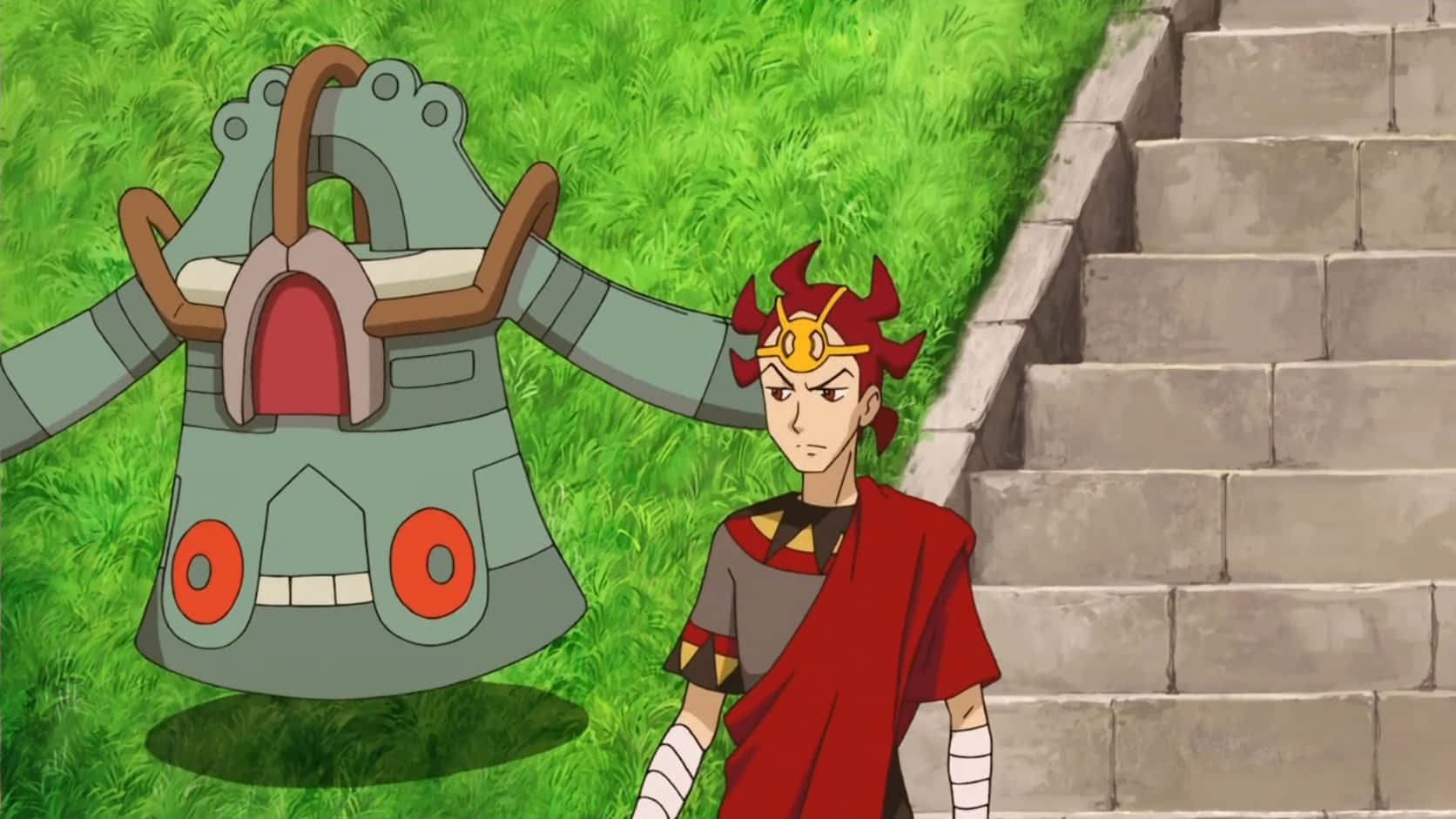 Bronzong, anime, red robes, HD Desktop Wallpaper