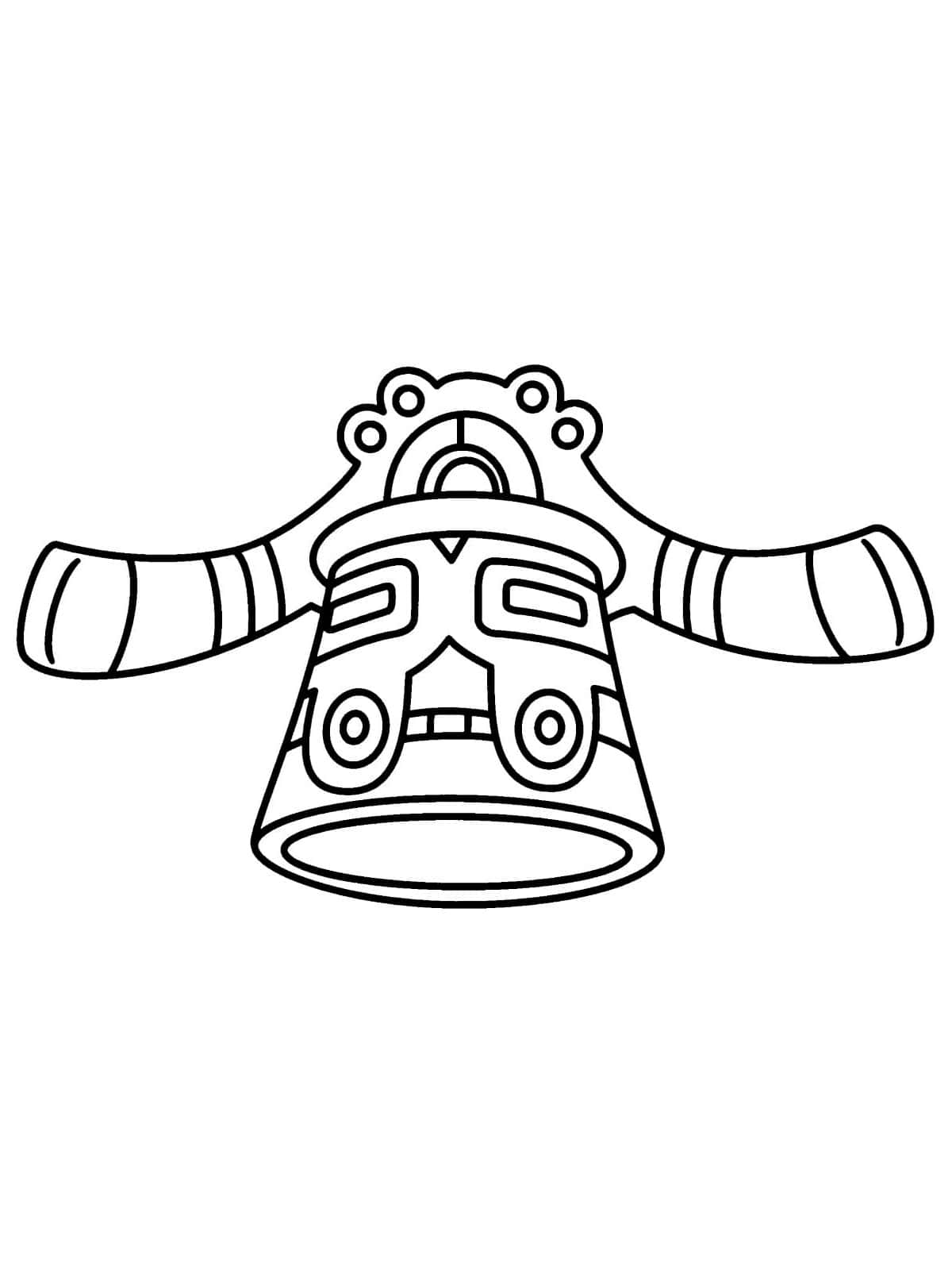 Bronzong, black and white line drawing, stylized cartoon bell, HD Phone Wallpaper