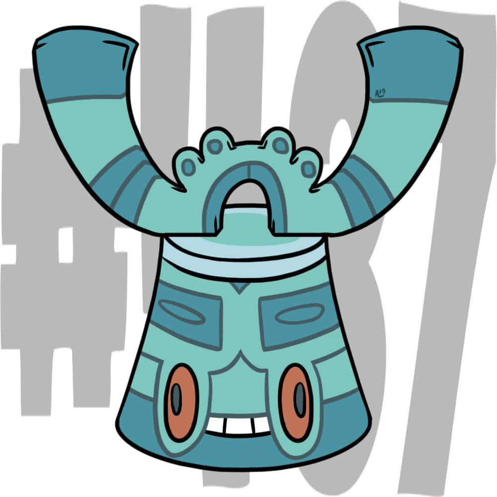 Bronzong, Pokedex number, turquoise, SD Desktop Wallpaper