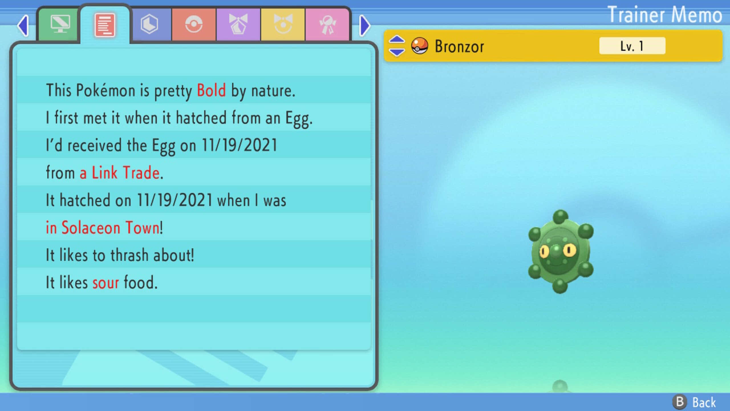 Bronzor, green spiky Pokémon, gradient blue background, 2K Desktop Wallpaper