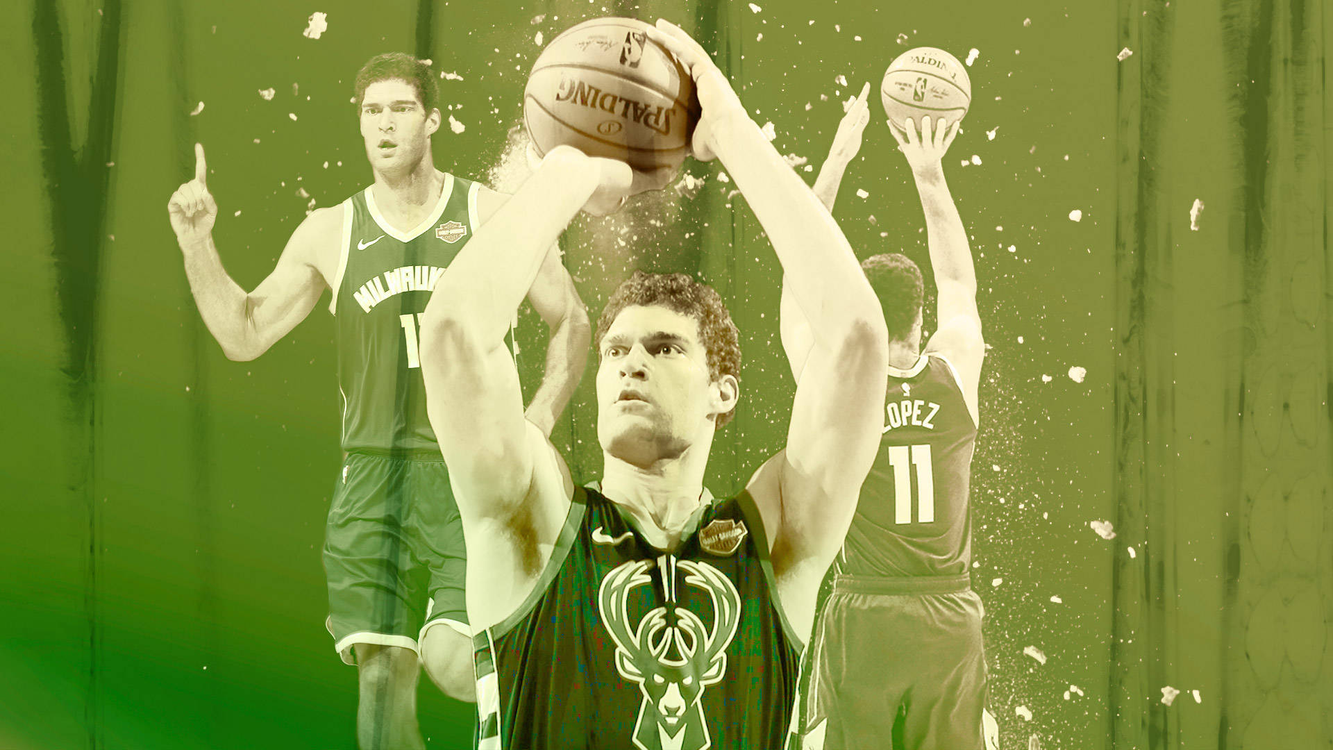 Brook Lopez, green aesthetic, green jerseys, Full HD Desktop Wallpaper