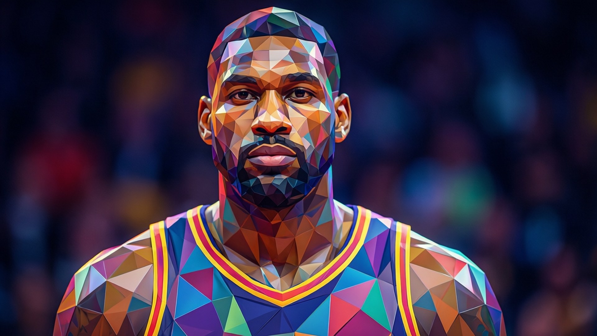 low poly, basketball player, colorful jersey, Full HD Desktop Wallpaper