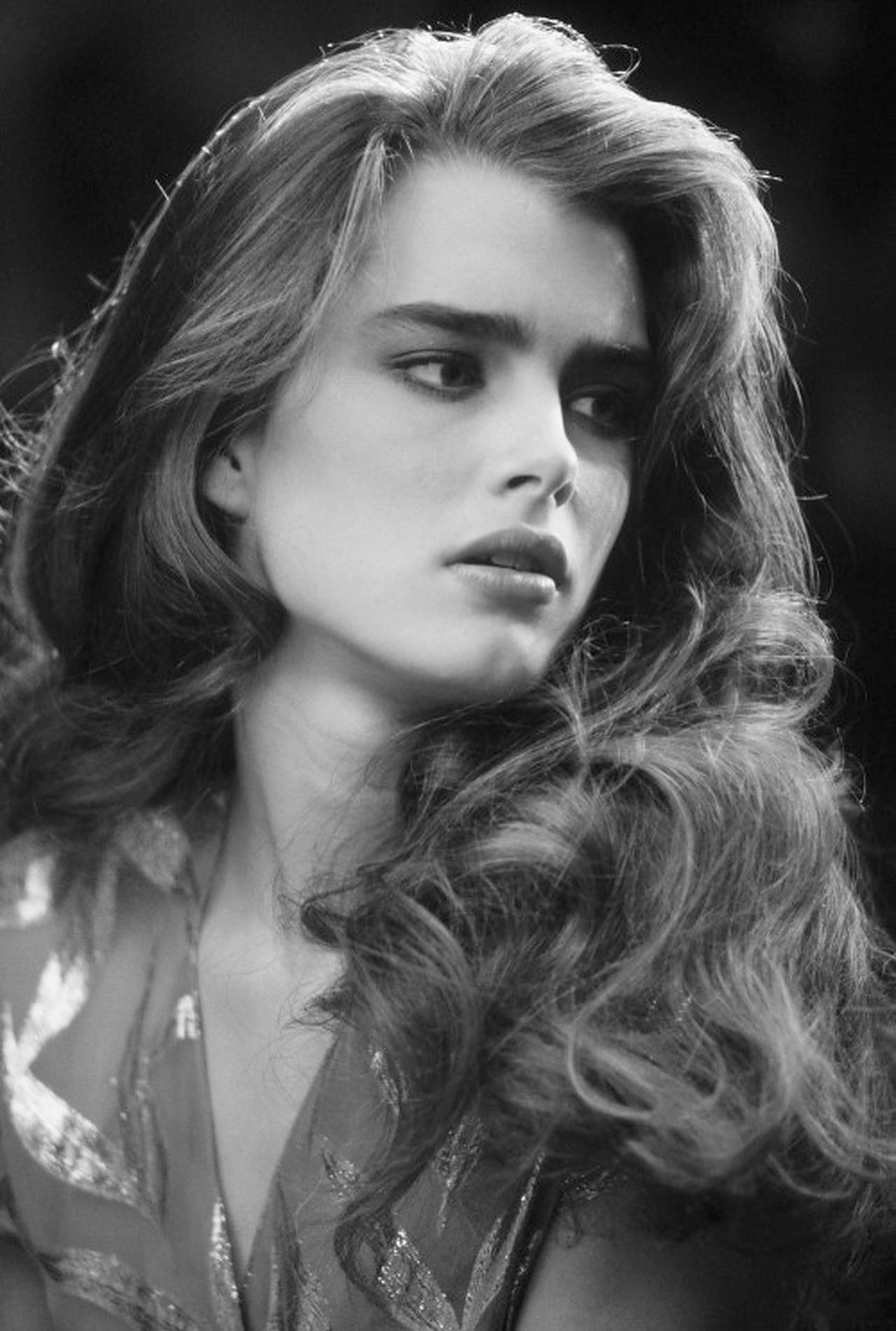 Brooke Shields, monochrome, black and white portrait, HD Phone Wallpaper