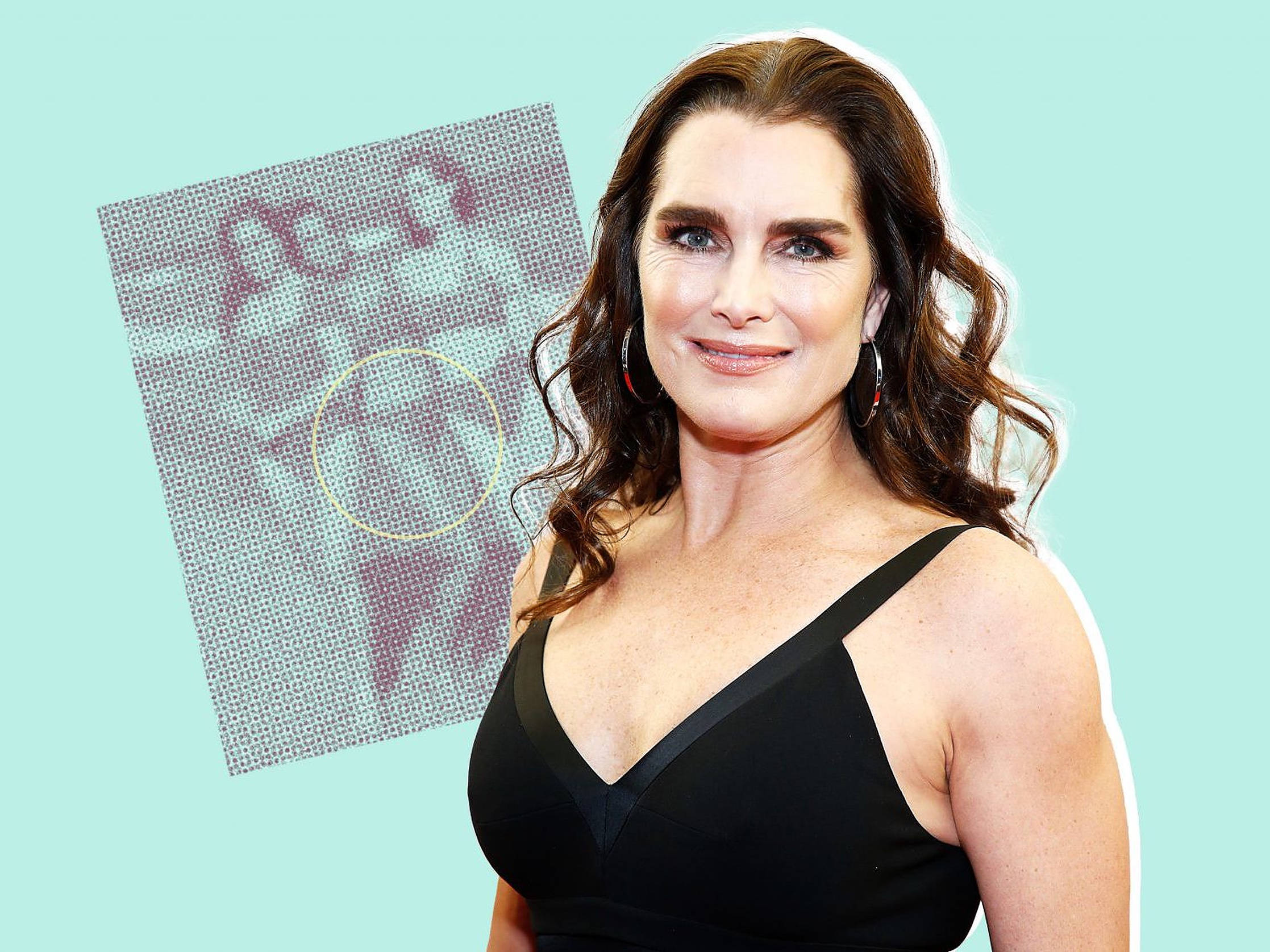 Brooke Shields, black dress, wavy brown hair, Full HD Desktop Wallpaper