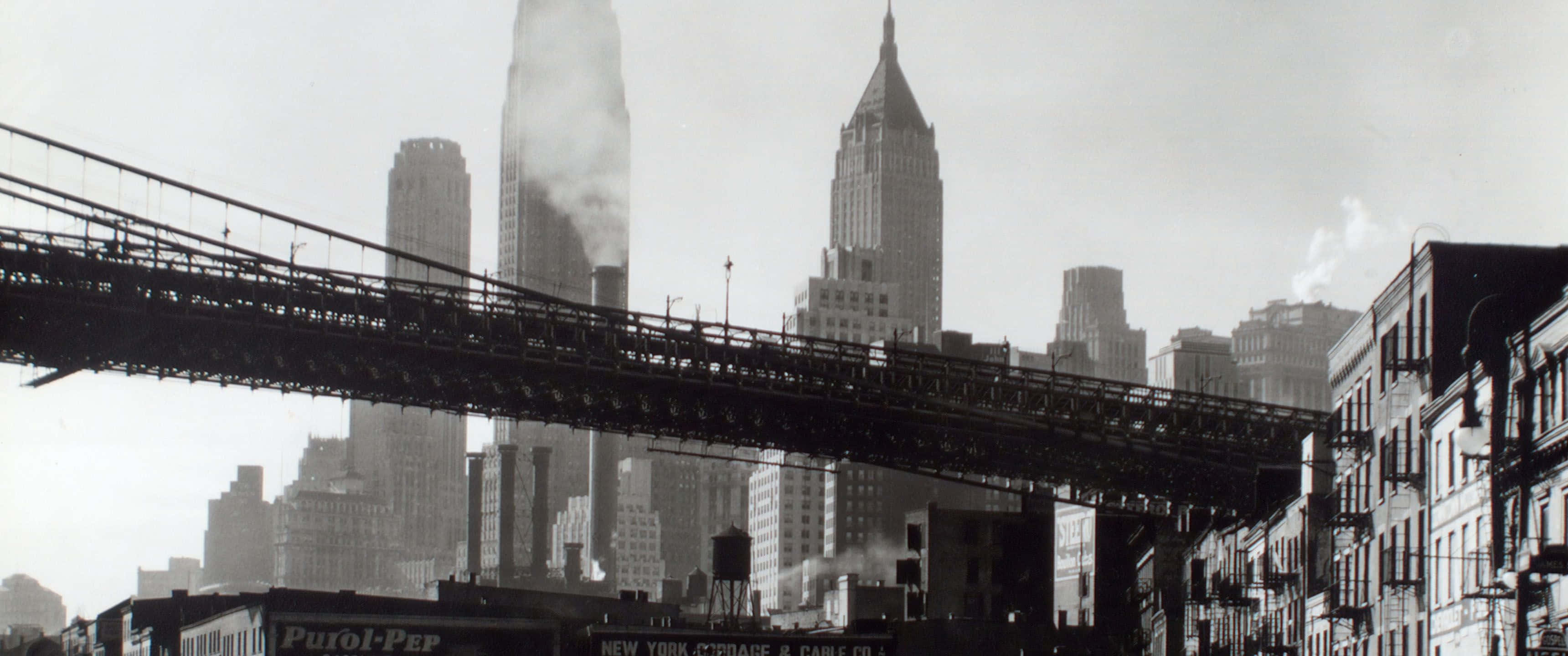 Brooklyn Bridge, vintage black and white photo, cityscape, 2K Desktop Wallpaper