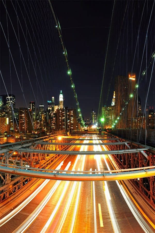 Brooklyn Bridge, highway lights, iPhone HD, SD Phone Wallpaper