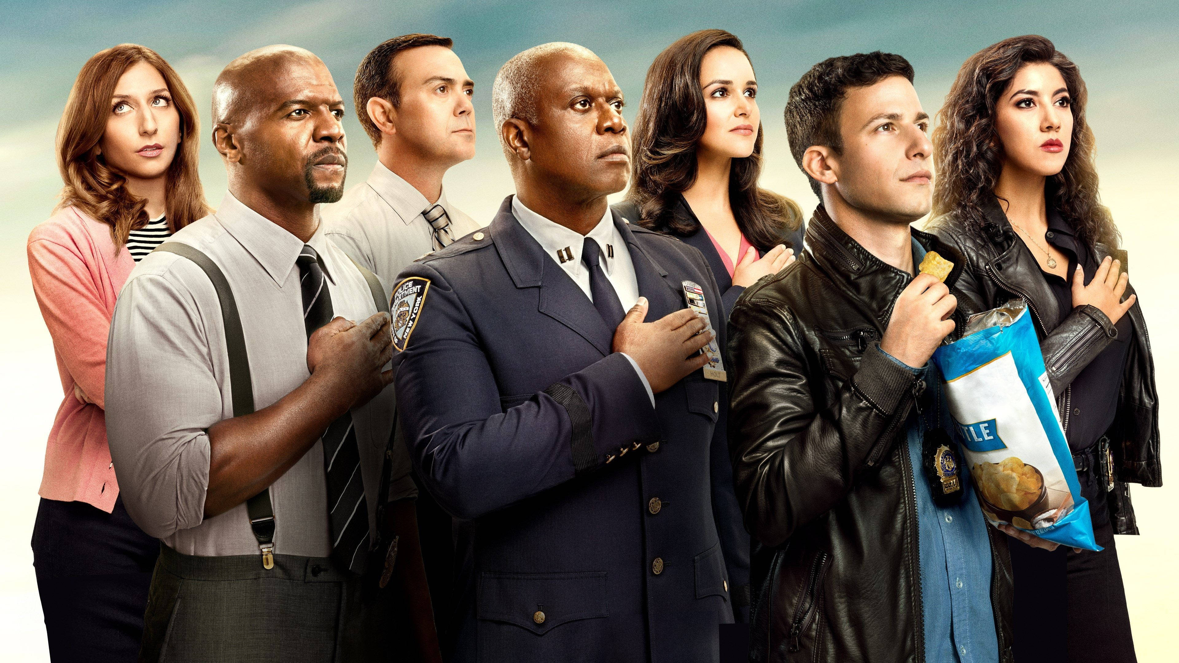 Brooklyn Nine Nine, swearing service, hands over hearts, 4K Desktop Wallpaper