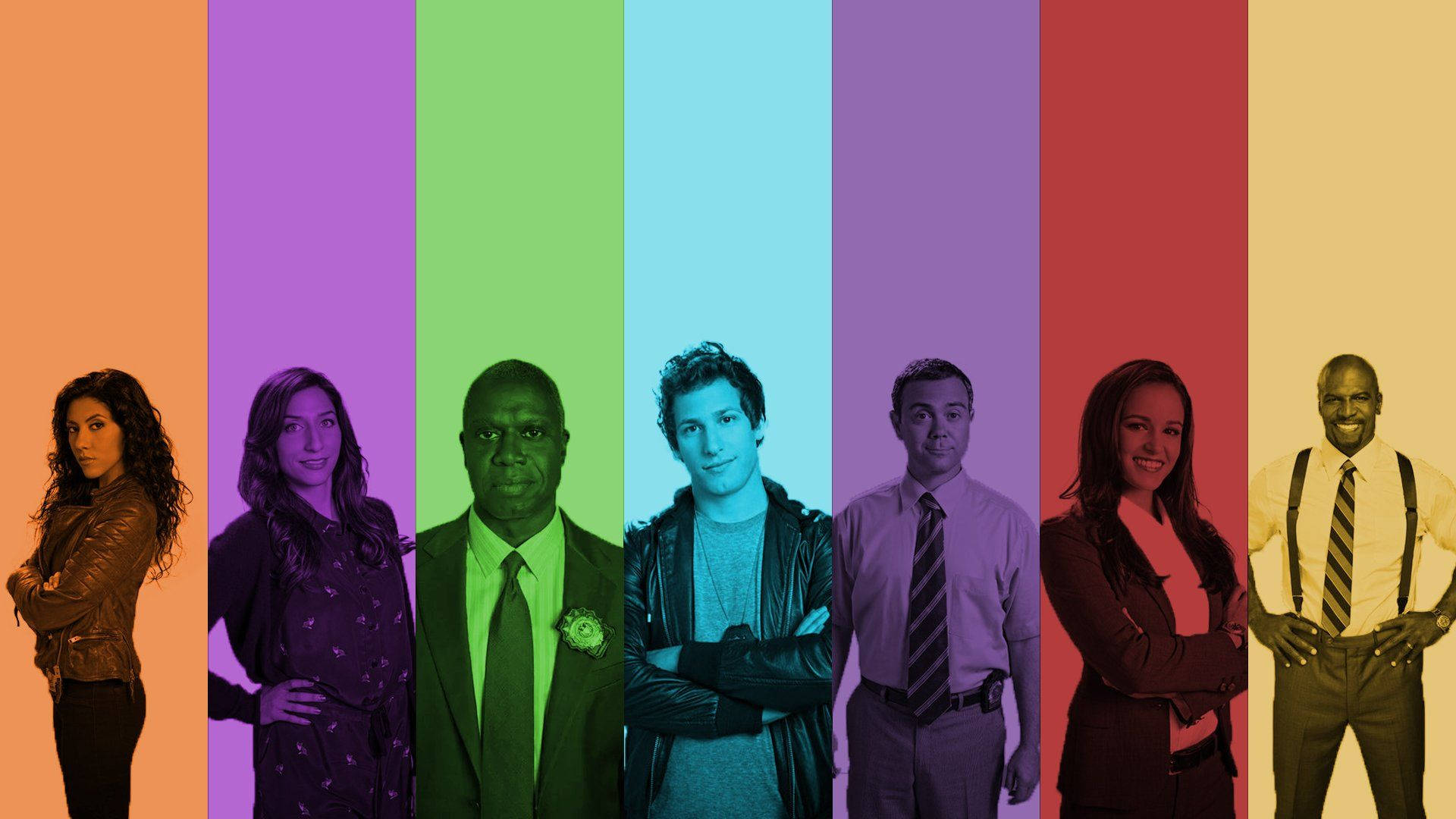 Brooklyn Nine Nine, retro colors, vibrant rainbow-colored vertical stripes, Full HD Desktop Wallpaper
