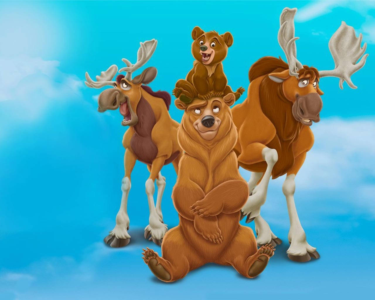 Brother Bear, bear, moose, HD Desktop Wallpaper