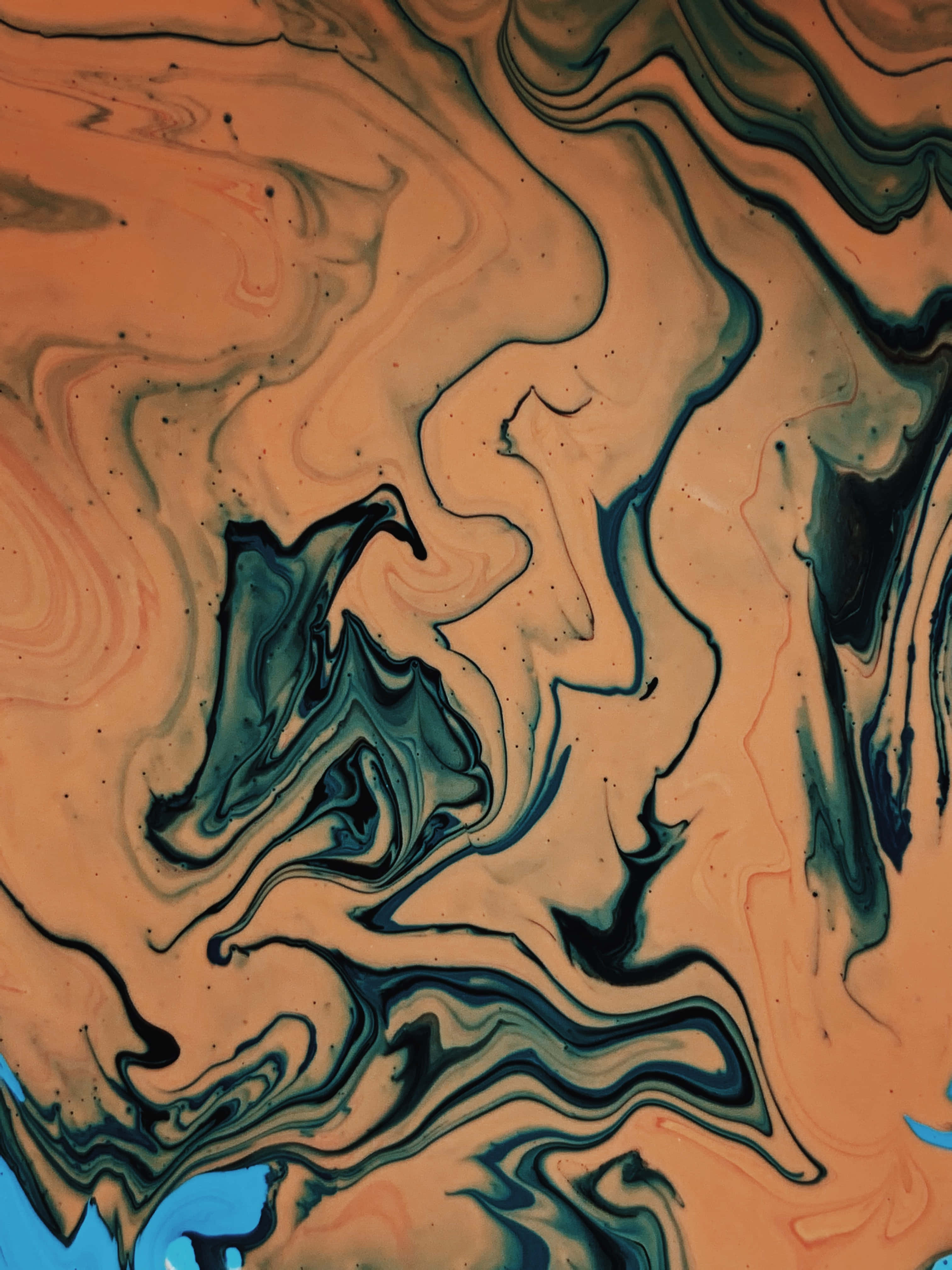 brown abstract, burnt orange, teal, 4K Phone Wallpaper