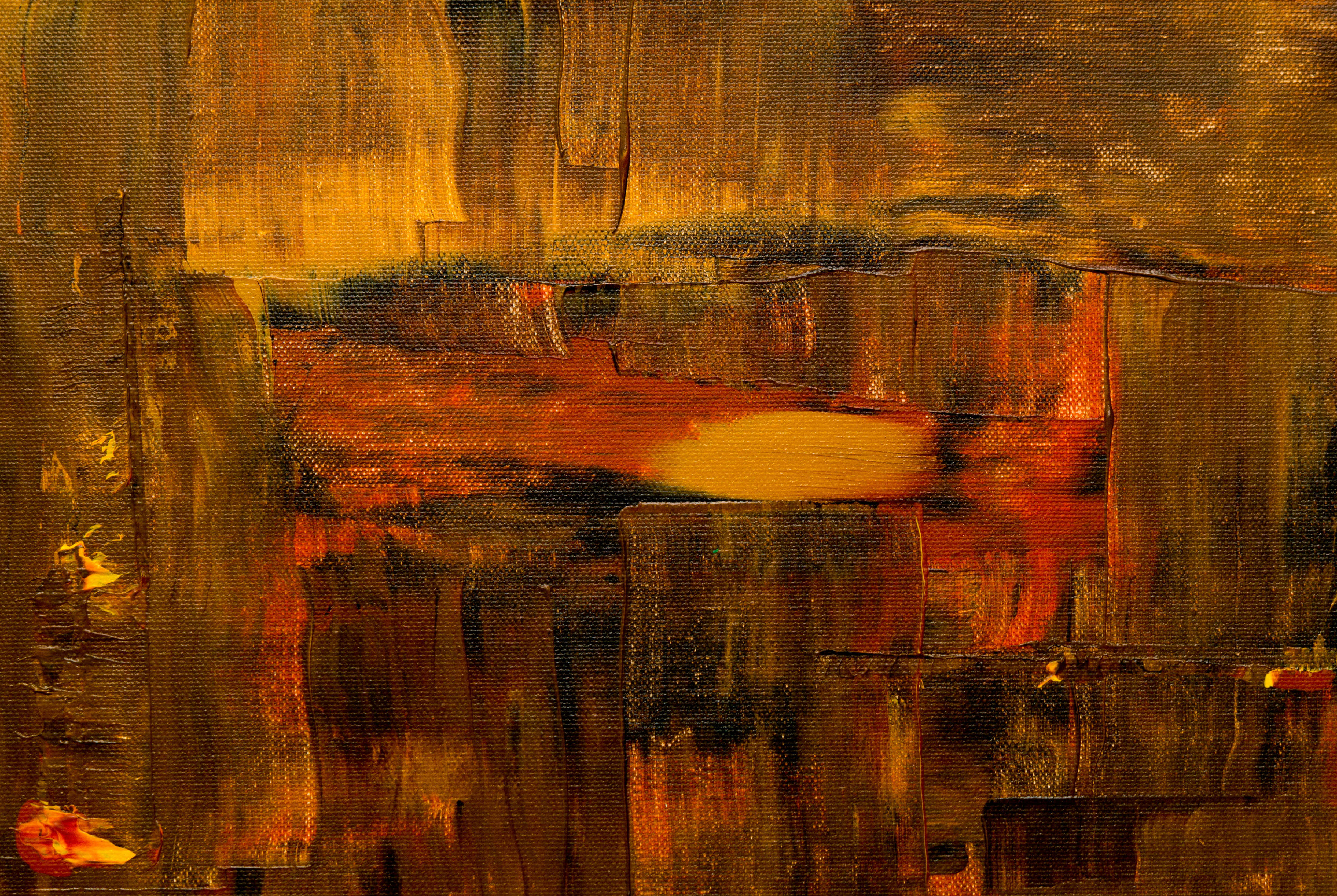 brown abstract, abstract oil painting, warm golds, 4K Desktop Wallpaper