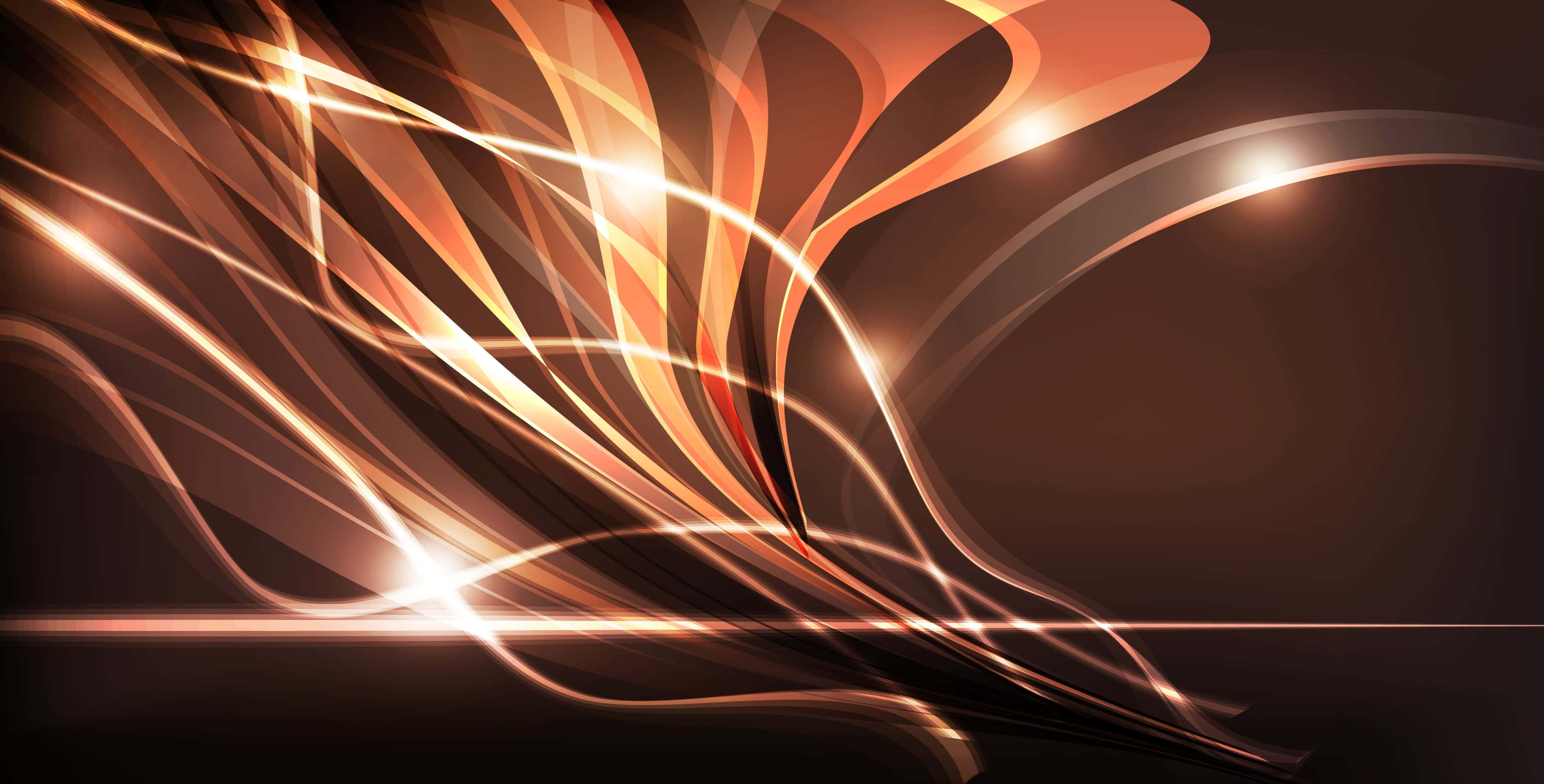 brown abstract, golden light streaks, dark background, 2K Desktop Wallpaper